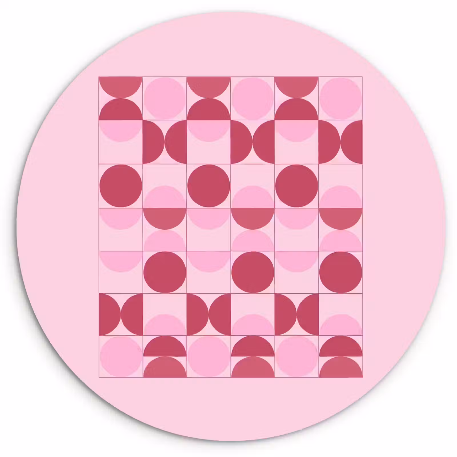Glasbild Rund - Abstrakt – Geometrisch – Kreise – Rosa – Modern - Abstract - Geometrisch - Cirkels - Roze - Modern Wandcirkel plexiglas klein
