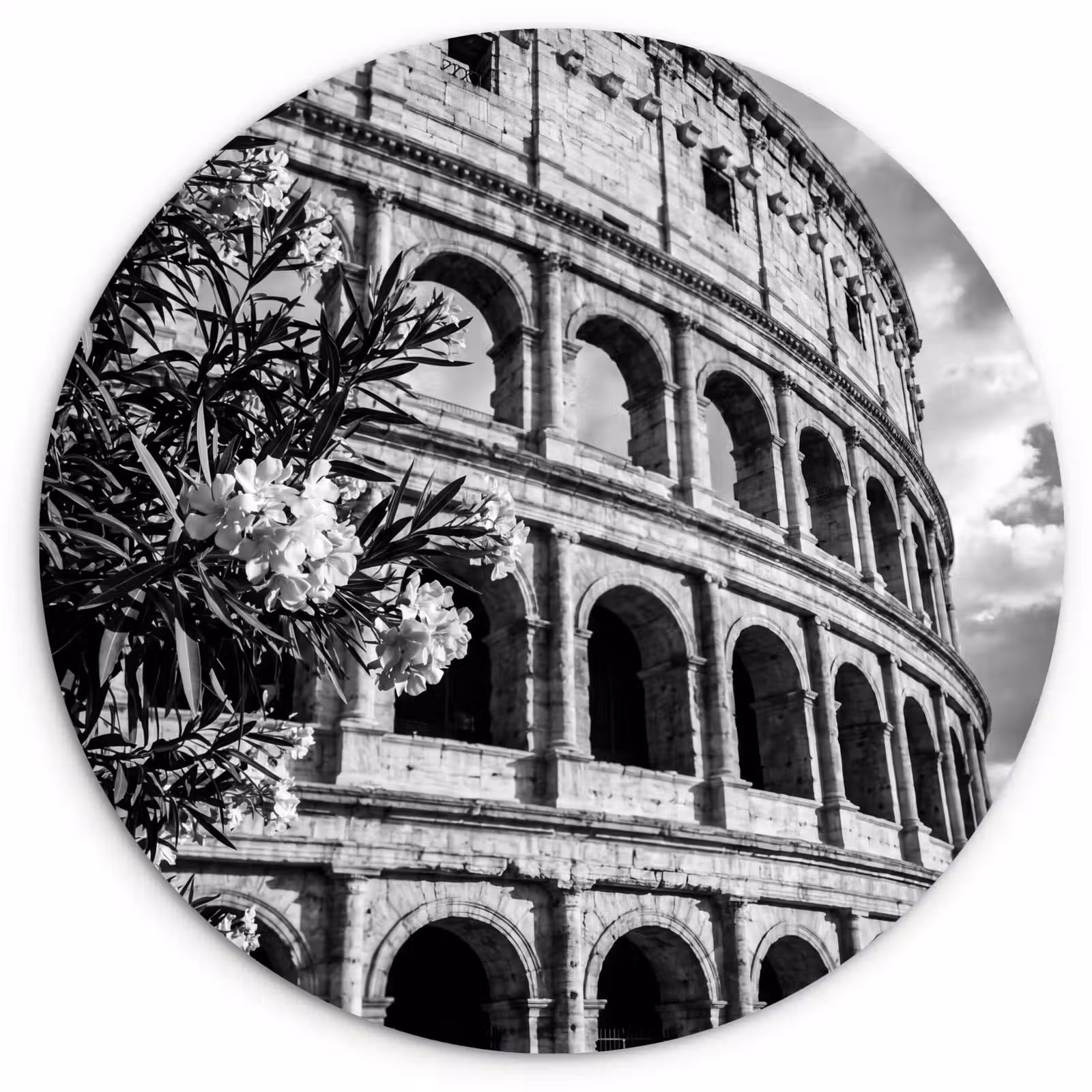Glasbild Rund - Architektur – Kolosseum – Rom – Historisch – Schwarz-Weiß - Architectuur - Colosseum - Rome - Historisch - Zwart-wit Wandcirkel plexiglas klein