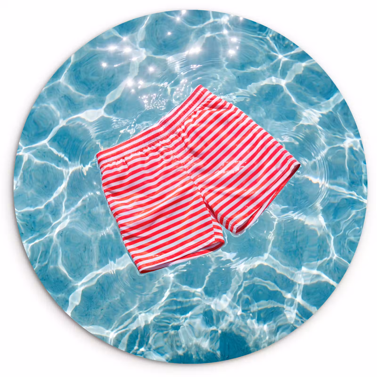 Glasbild Rund - Bademode – Gestreift – Wasser – Sommer – Rot-Weiß - Zwemkleding - Gestreept - Water - Zomer - Rood-wit Wandcirkel plexiglas klein
