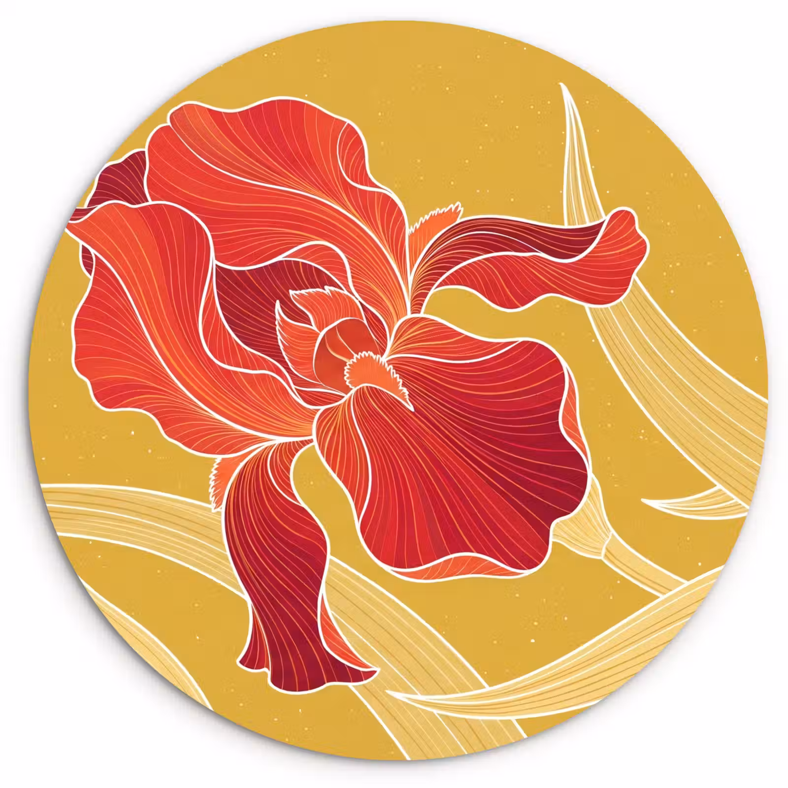 Glasbild Rund - Blumen – Illustration – Rot - Bloemen - Illustratie - Rood Wandcirkel plexiglas klein