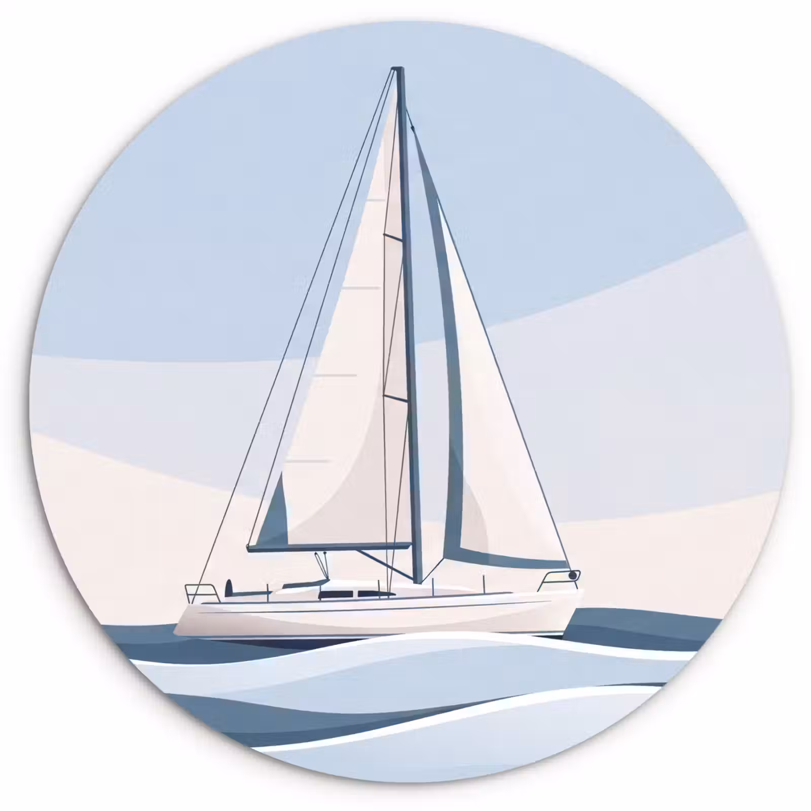 Glasbild Rund - Boot – Segel – Meer – Modern – Beige - Boot - Zeil - Zee - Modern - Beige Wandcirkel plexiglas klein