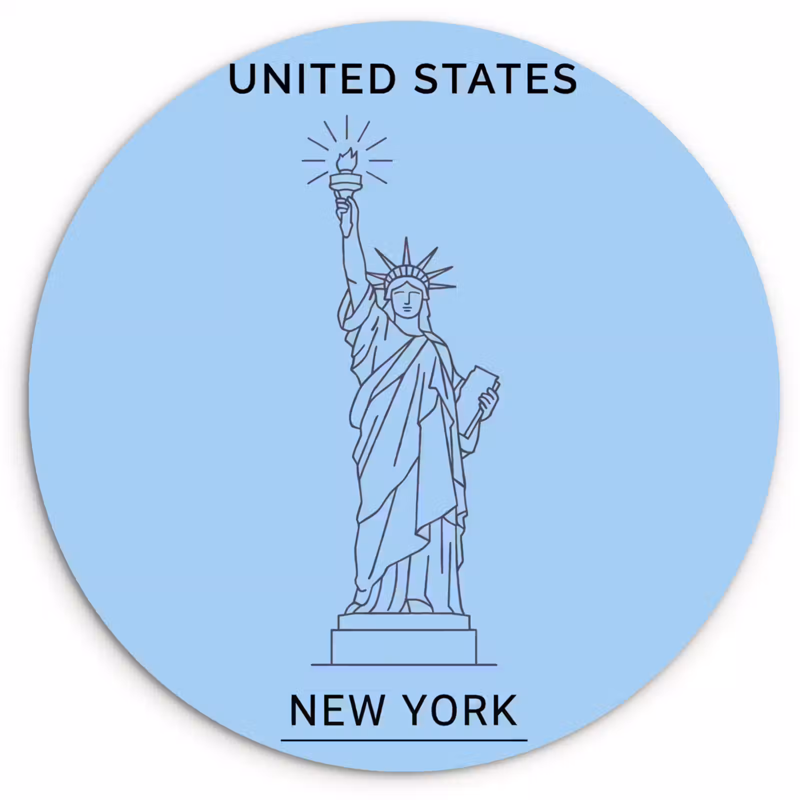 Glasbild Rund - Denkmal – Freiheitsstatue – New York – Minimalistisch – Blau - Monument - Vrijheidsbeeld - New York - Minimalistisch - Blauw Wandcirkel plexiglas klein