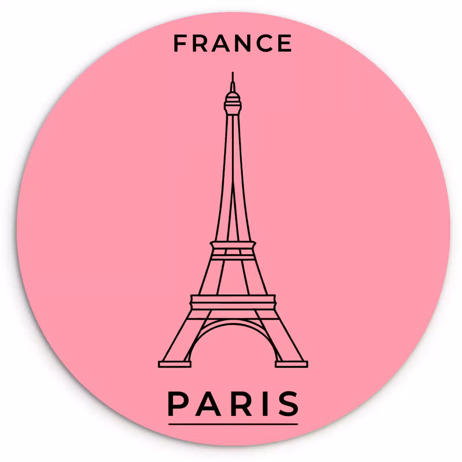 Glasbild Rund - Eiffelturm – Paris – Architektur – Minimalistisch – Rosa - Eiffeltoren - Parijs - Architectuur - Minimalistisch - Roze Wandcirkel plexiglas klein