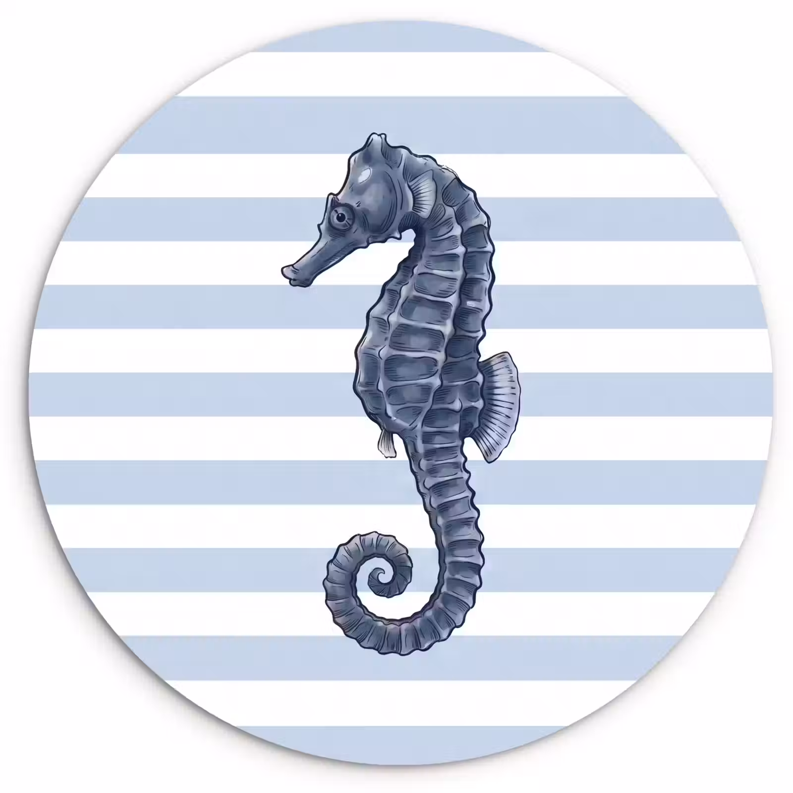 Glasbild Rund - Fisch – Ozean – Illustration – Blau – Streifen - Vis - Oceaan - Illustratie - Blauw - Strepen Wandcirkel plexiglas klein