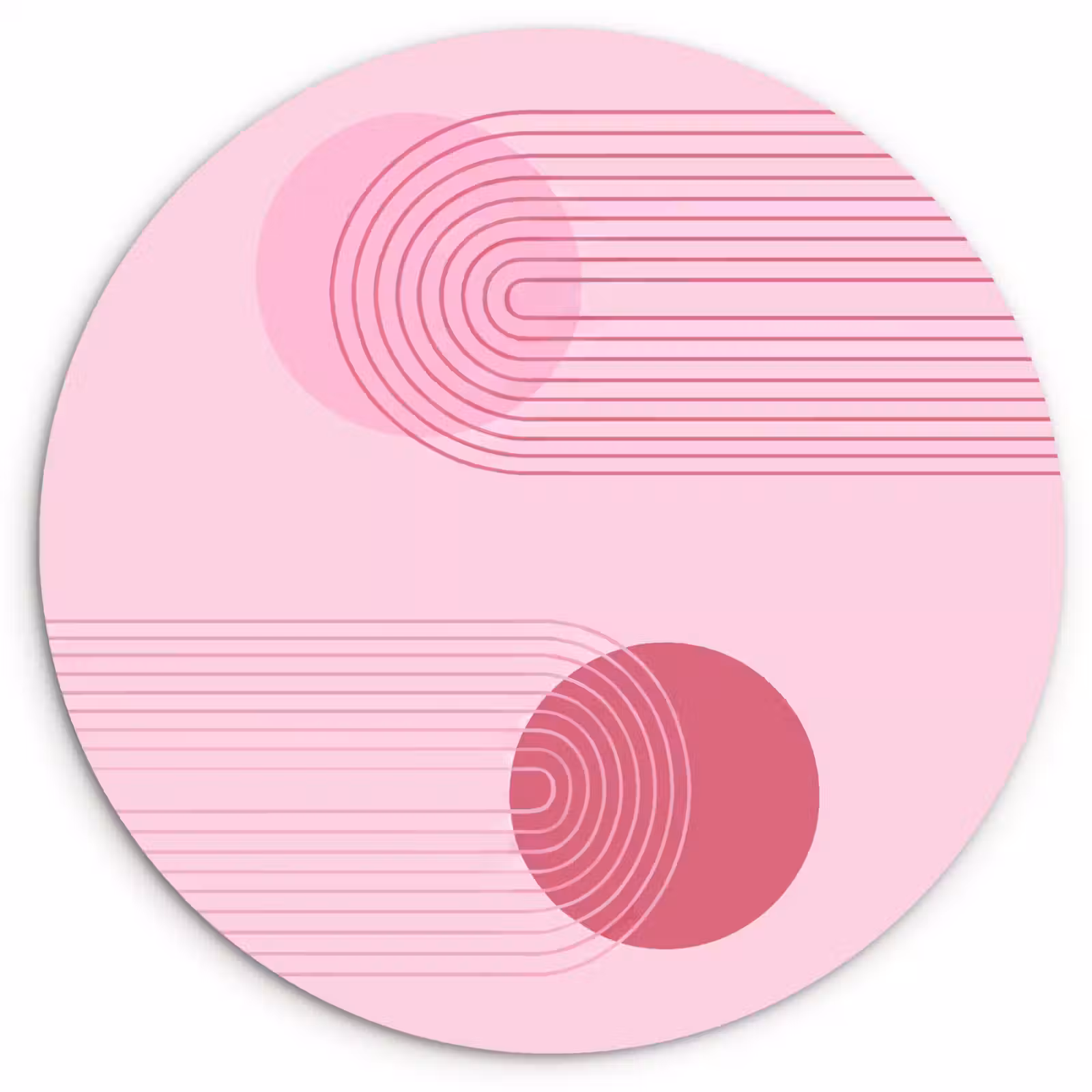 Glasbild Rund - Formen – Linien – Minimalistisch – Rosa - Vormen - Lijnen - Minimalistisch - Roze Wandcirkel plexiglas klein