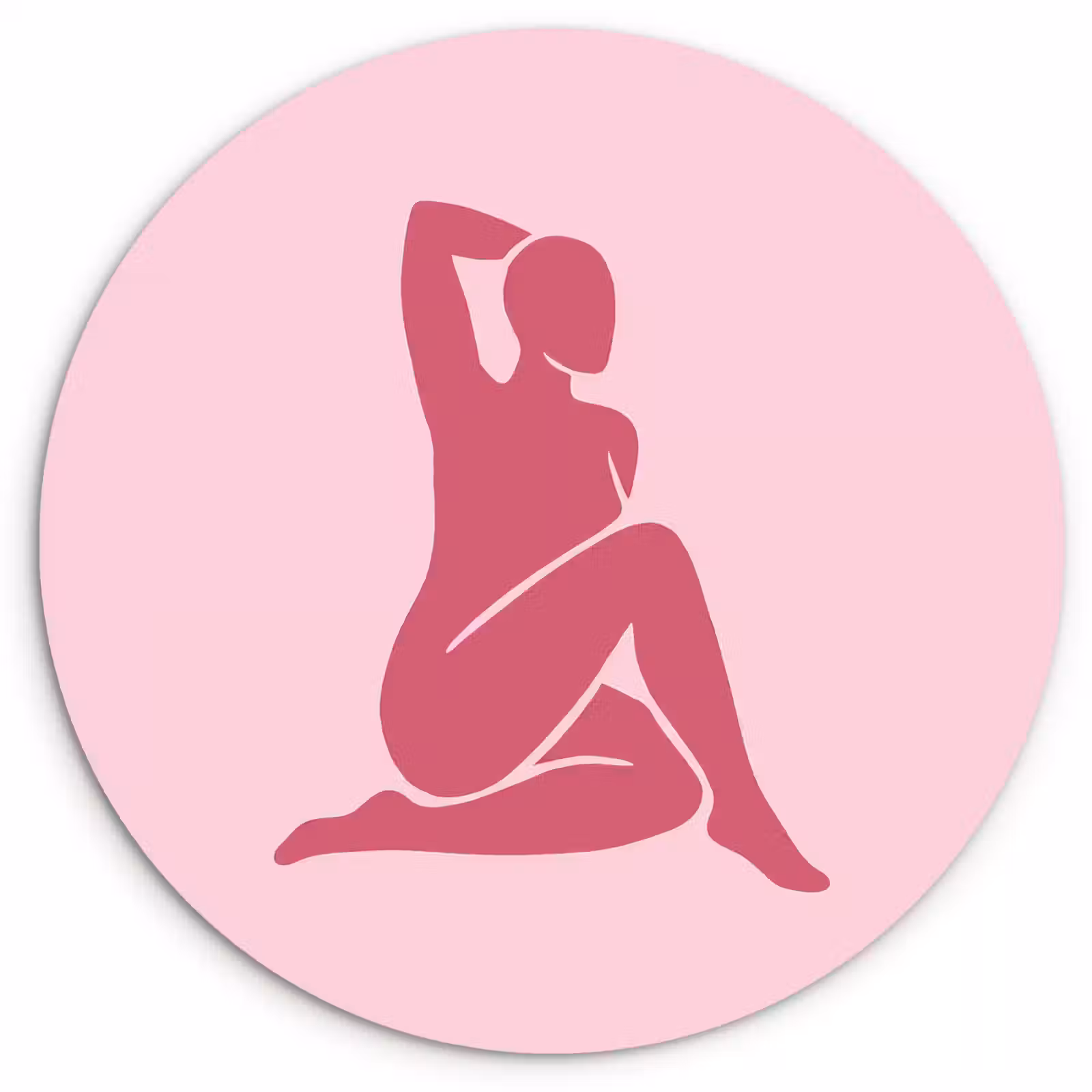 Glasbild Rund - Frau – Silhouette – Abstrakt – Modern – Rosa — 1