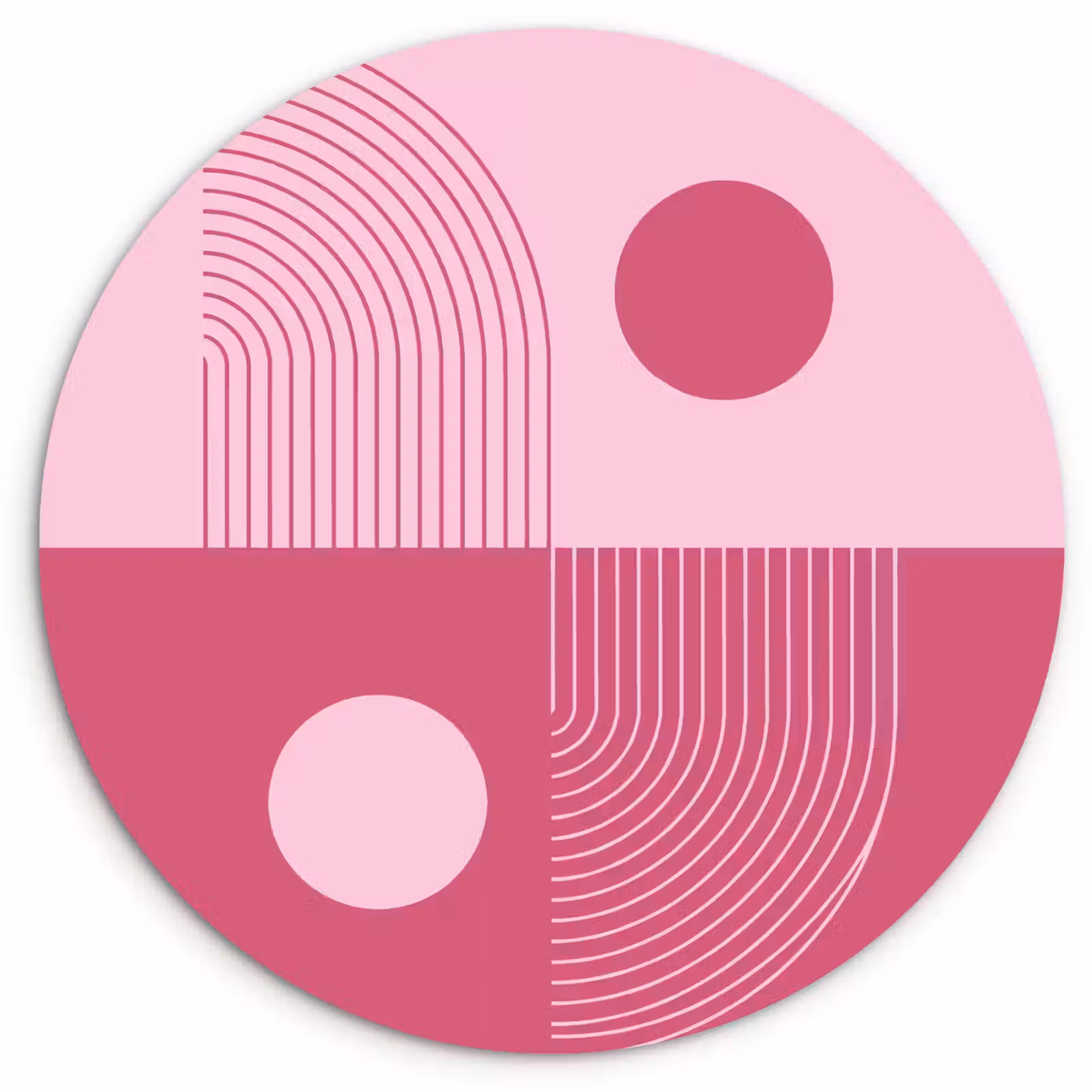 Glasbild Rund - Geometrie – Muster – Abstrakt – Rosa – Modern - Geometrie - Patroon - Abstract - Roze - Modern Wandcirkel plexiglas klein