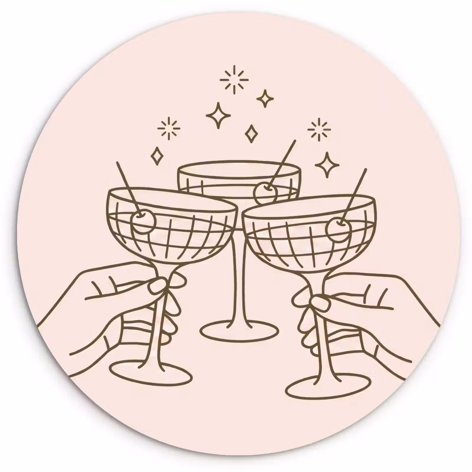 Glasbild Rund - Getränke – Party – Anstoßen – Minimalistisch – Grün - Drankjes - Feest - Proosten - Minimalistisch - Groen Wandcirkel plexiglas klein