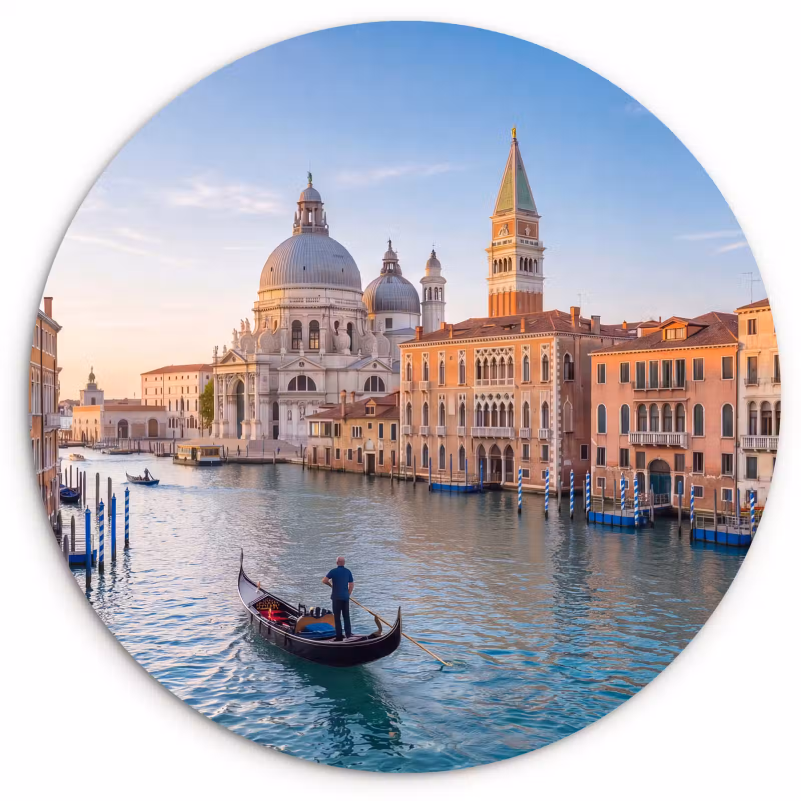 Glasbild Rund - Gondel – Venedig – Kanal – Stadtansicht – Abendlicht - Gondel - Venetië - Kanaal - Stadsgezicht - Avondlicht Wandcirkel plexiglas klein