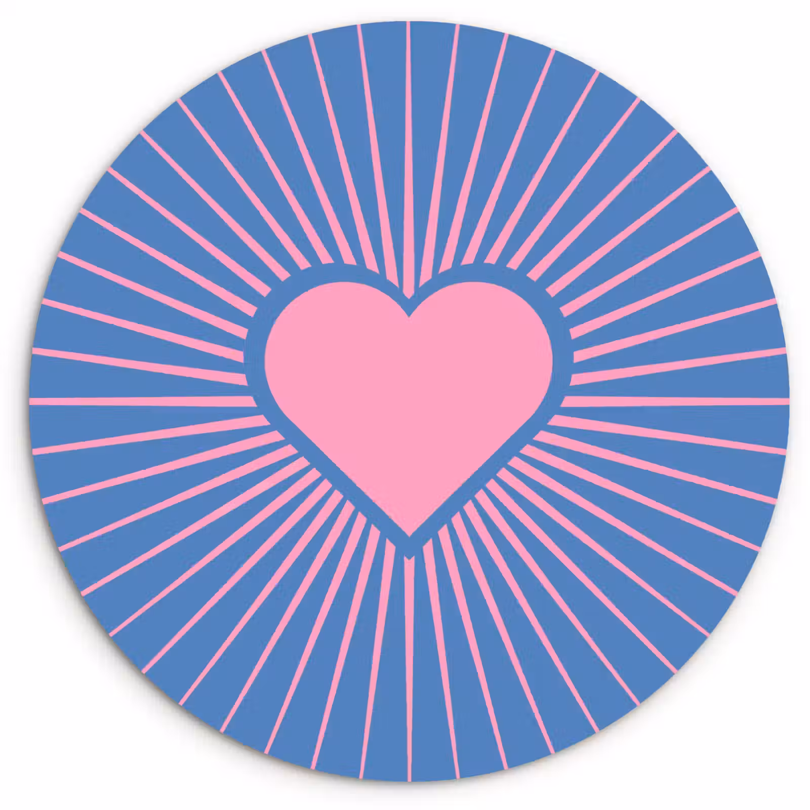 Glasbild Rund - Herz – Strahlen – Liebe – Modern – Rosa - Hart - Stralen - Liefde - Modern - Roze Wandcirkel plexiglas klein