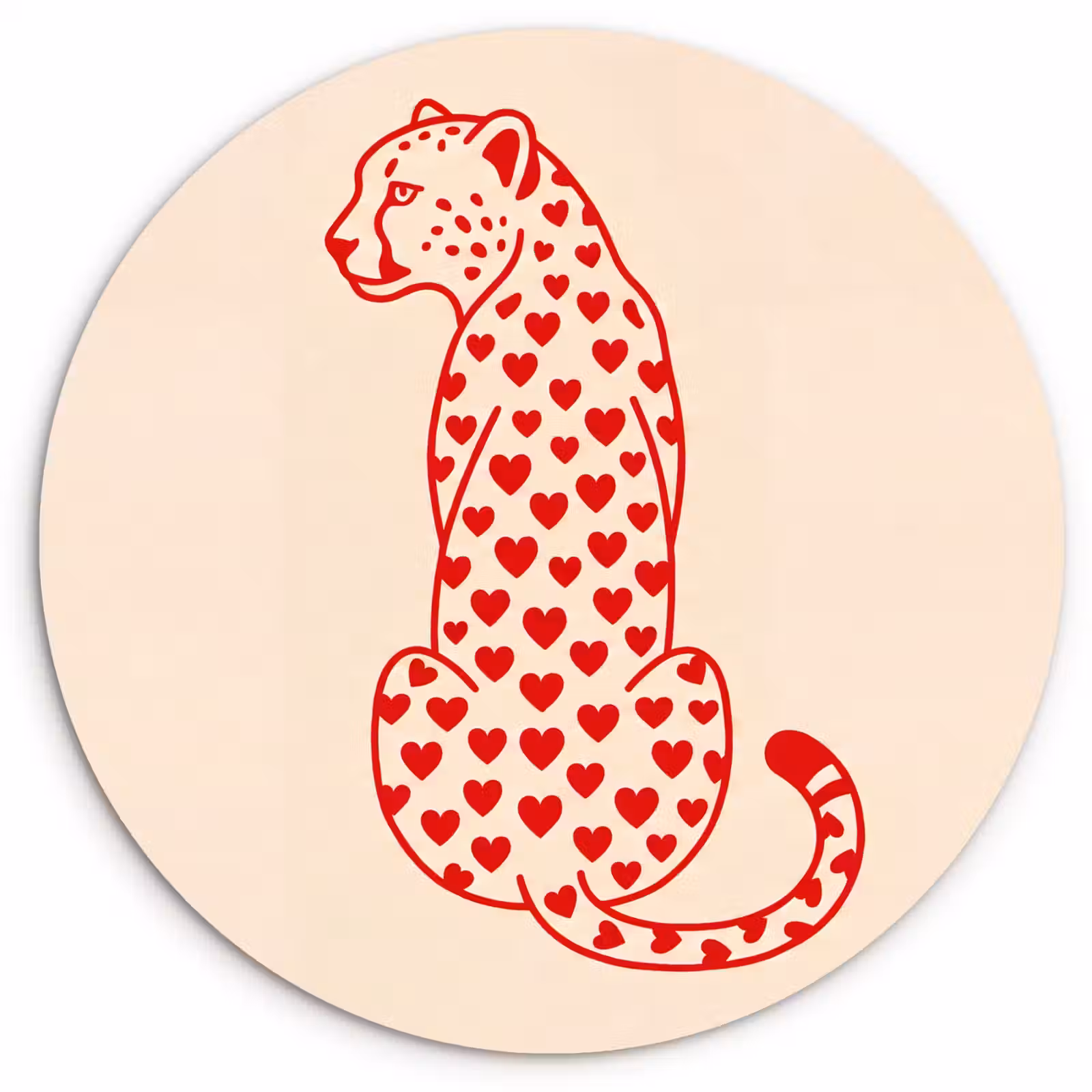 Glasbild Rund - Katze – Herzen – Tiere – Modern – Rot - Kat - Harten - Dieren - Modern - Rood Wandcirkel plexiglas klein