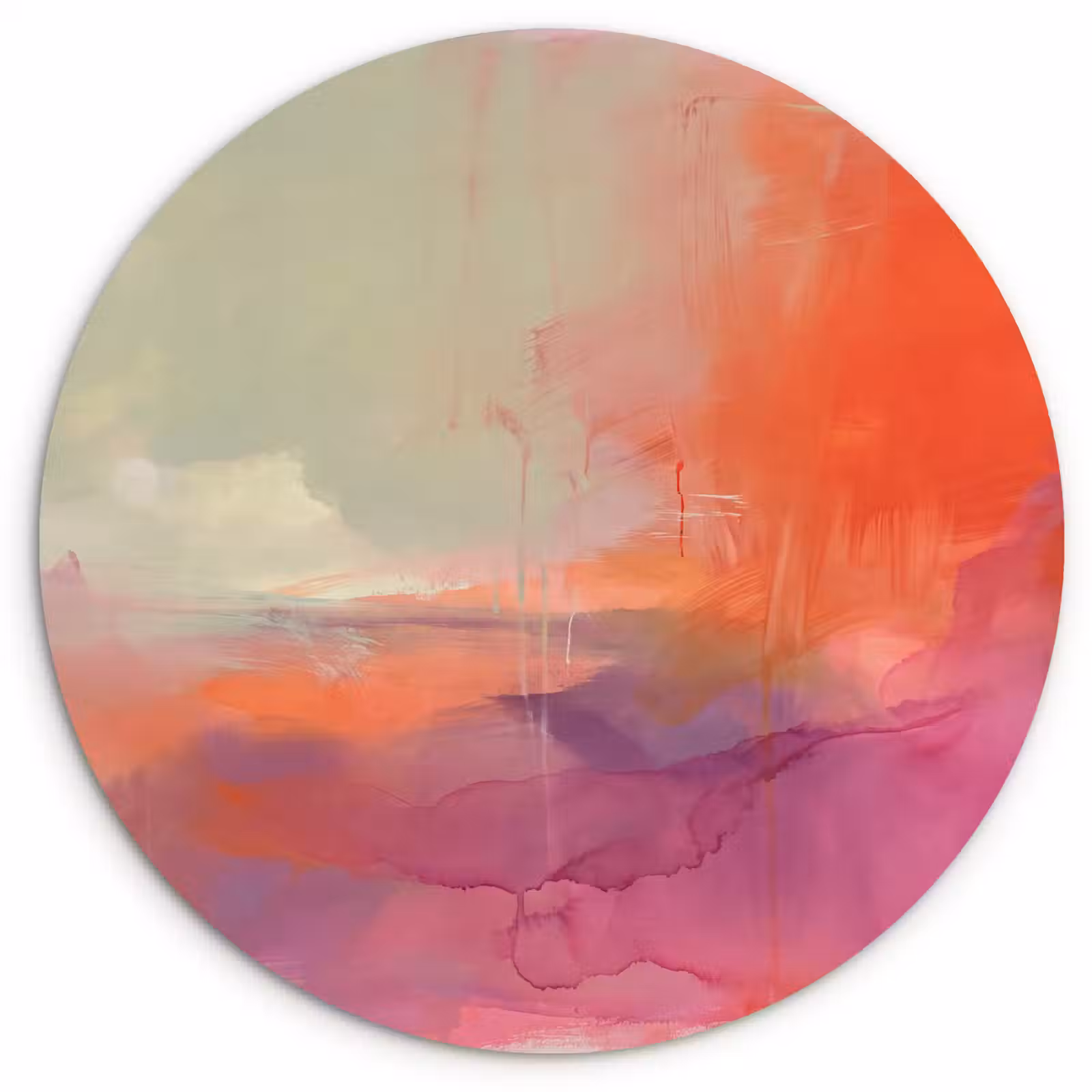 Glasbild Rund - Kunst – Fließend – Übergänge – Orange - Kunst - Vloeiend - Overgangen - Oranje Wandcirkel plexiglas klein