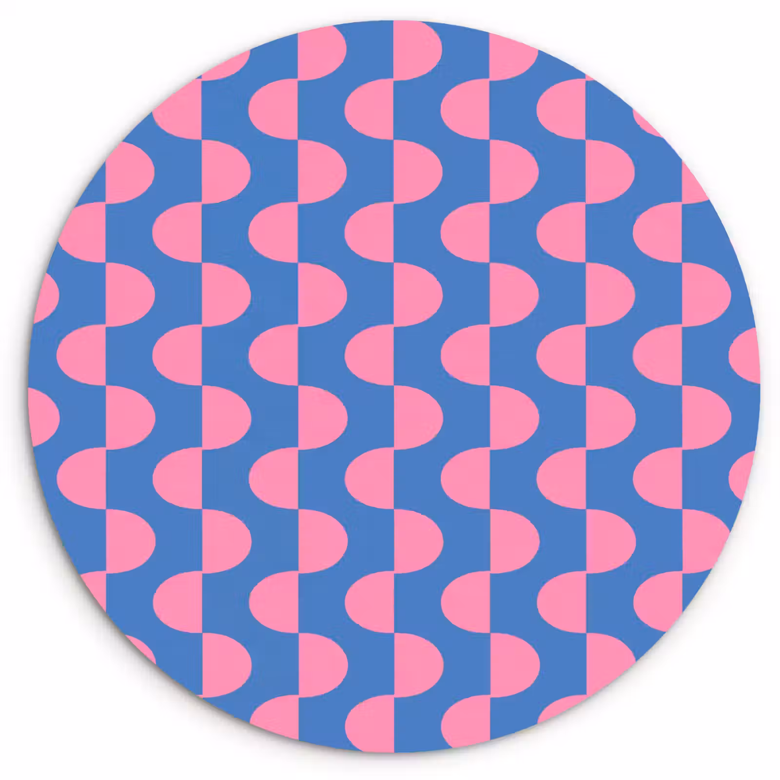 Glasbild Rund - Muster – Halbkreise – Abstrakt – Modern – Rosa – Blau - Patroon - Halve cirkels - Abstract - Modern - Roze - Blauw Wandcirkel plexiglas klein