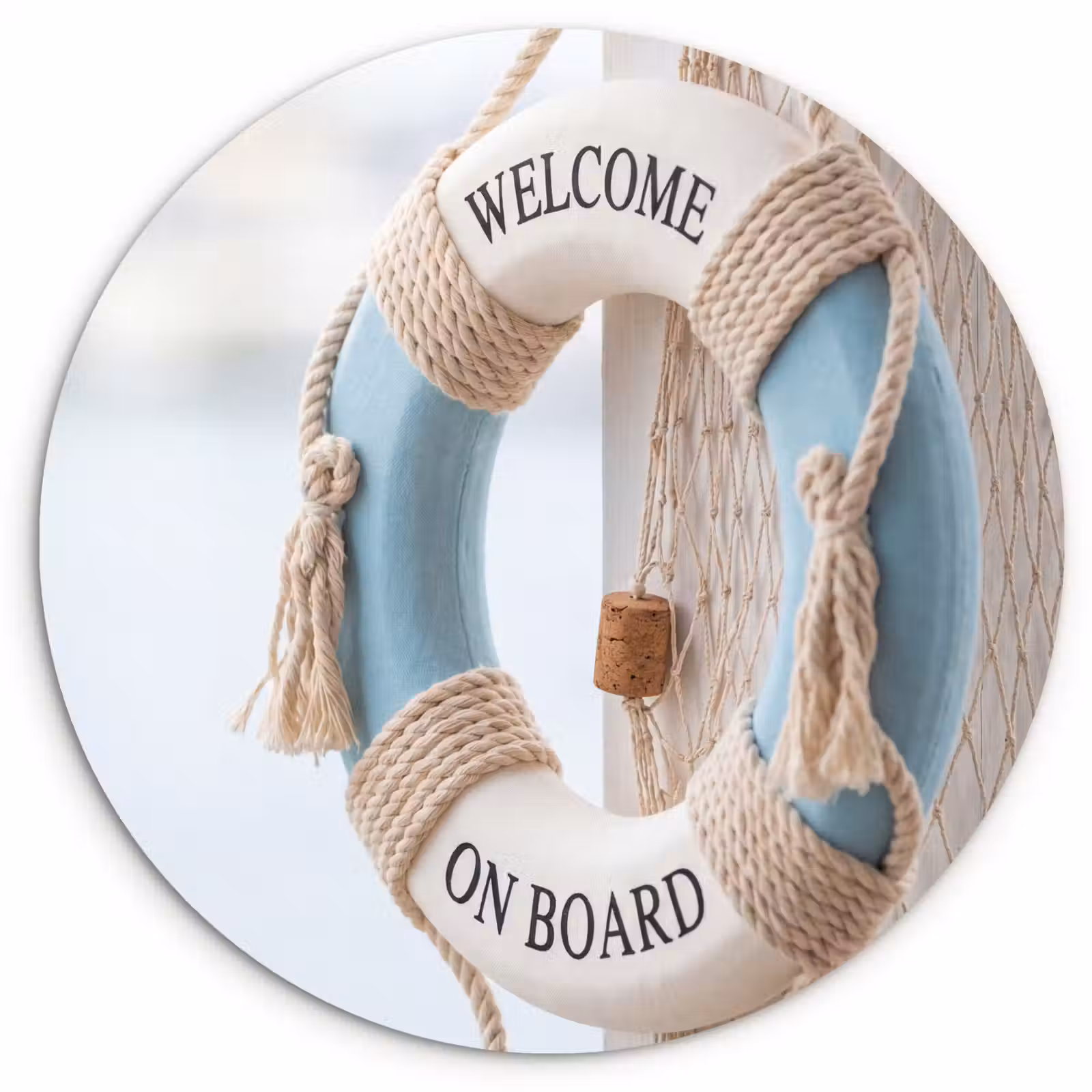 Glasbild Rund - Rettungsring – Maritime Artikel – Willkommen – Blau – Weiß - Reddingsboei - Maritiem - Welkom - Blauw - Wit Wandcirkel plexiglas klein