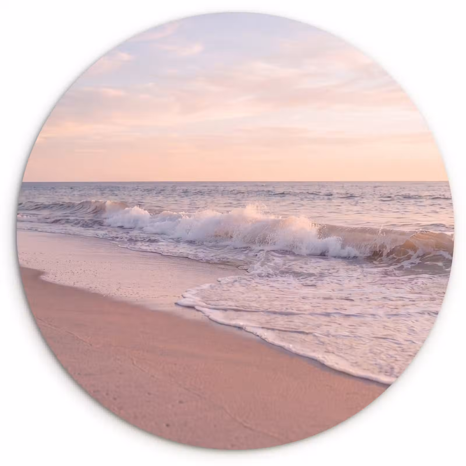 Glasbild Rund - Strand – Meer – Wellen – Natur – Sonnenuntergang - Strand - Zee - Golven - Natuur - Zonsondergang Wandcirkel plexiglas klein