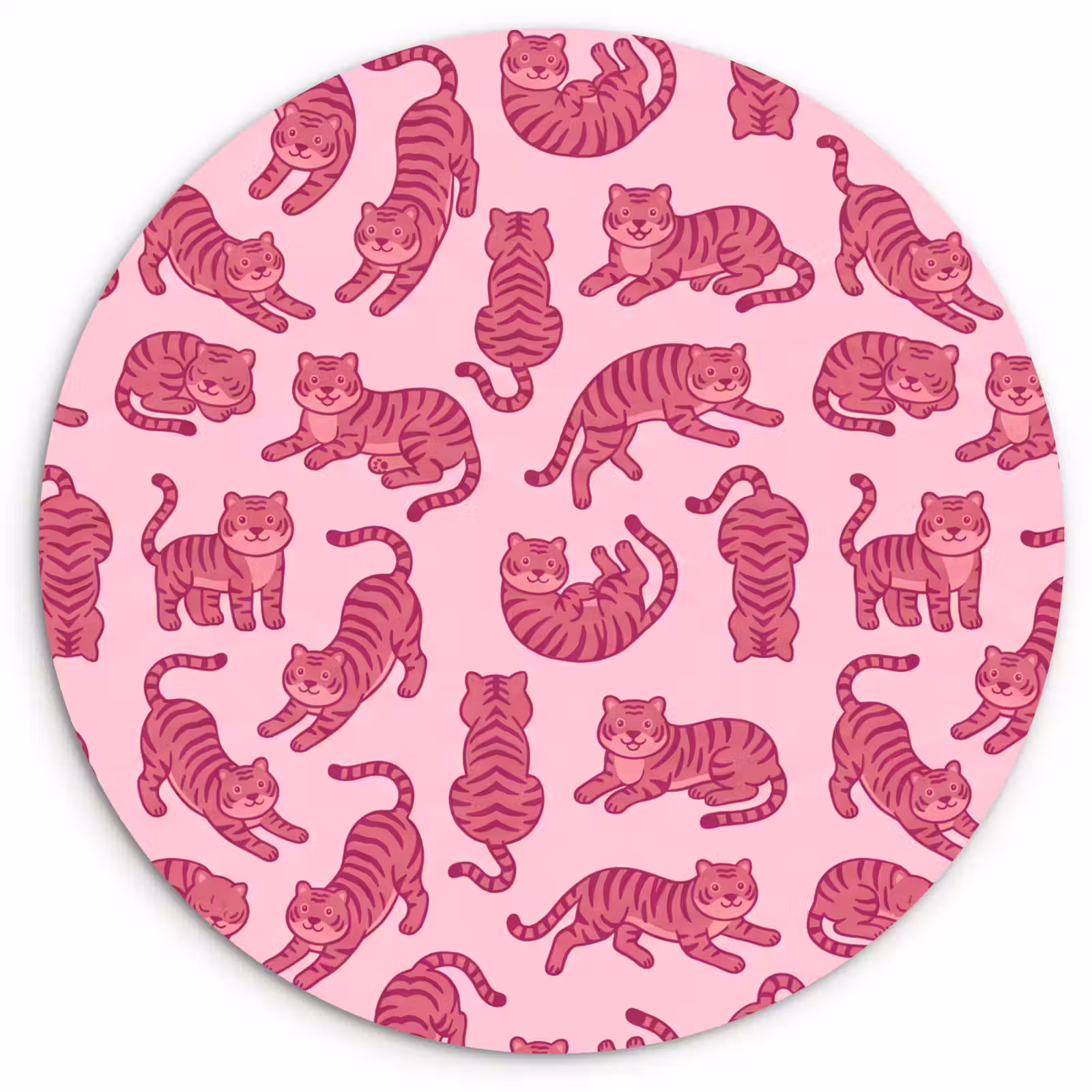 Glasbild Rund - Tiere – Muster – Rosa – Verspielt – Cartoon - Dieren - Patroon - Roze - Speels - Cartoon Wandcirkel plexiglas klein