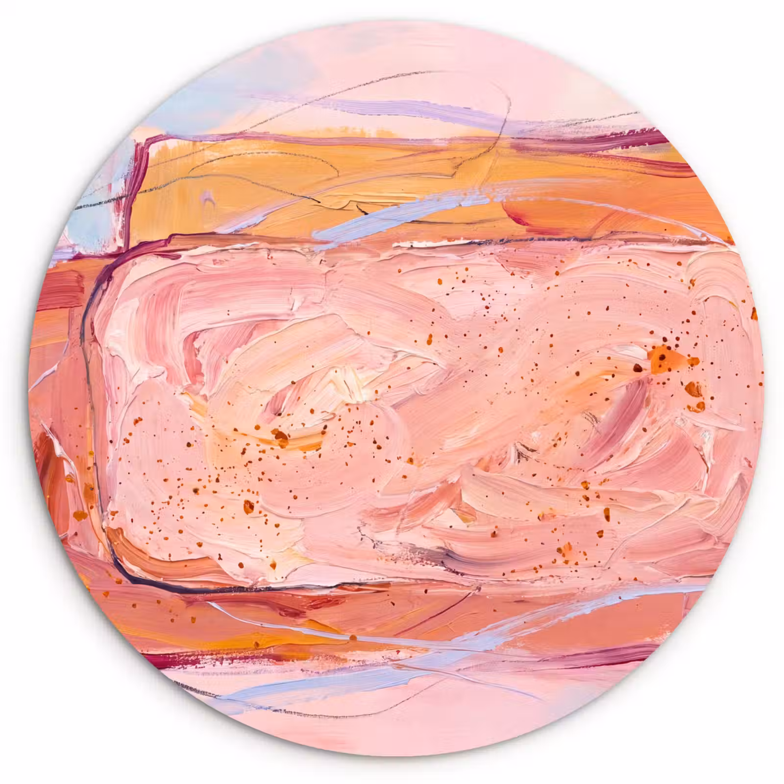 Glasbild Rund - Zusammenfassung – Formen – Modern – Rosa - Abstract - Vormen - Modern - Roze Wandcirkel plexiglas klein