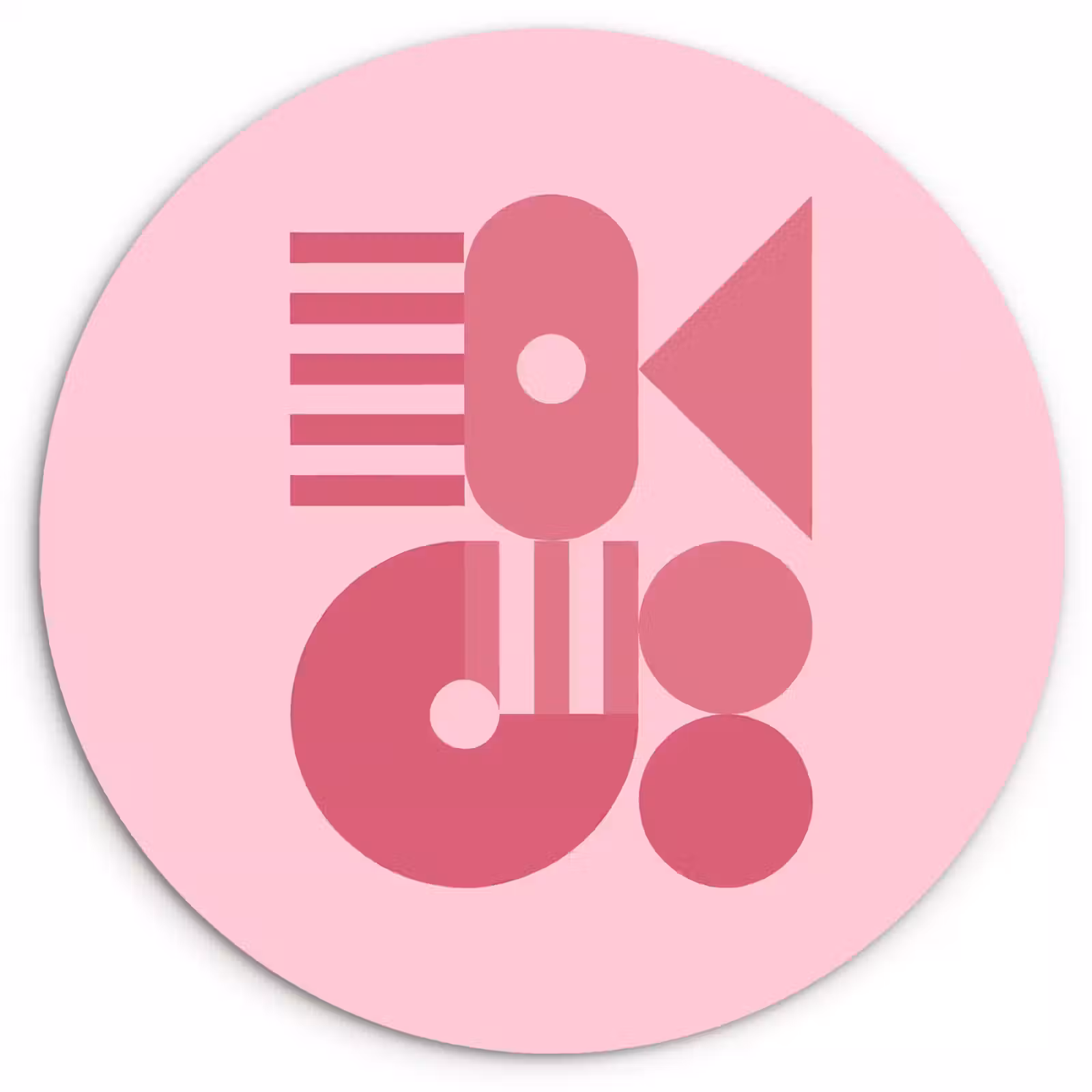 Glasbild Rund - Zusammenfassung – Geometrisch – Formen – Rosa - Abstract - Geometrisch - Vormen - Roze Wandcirkel plexiglas klein