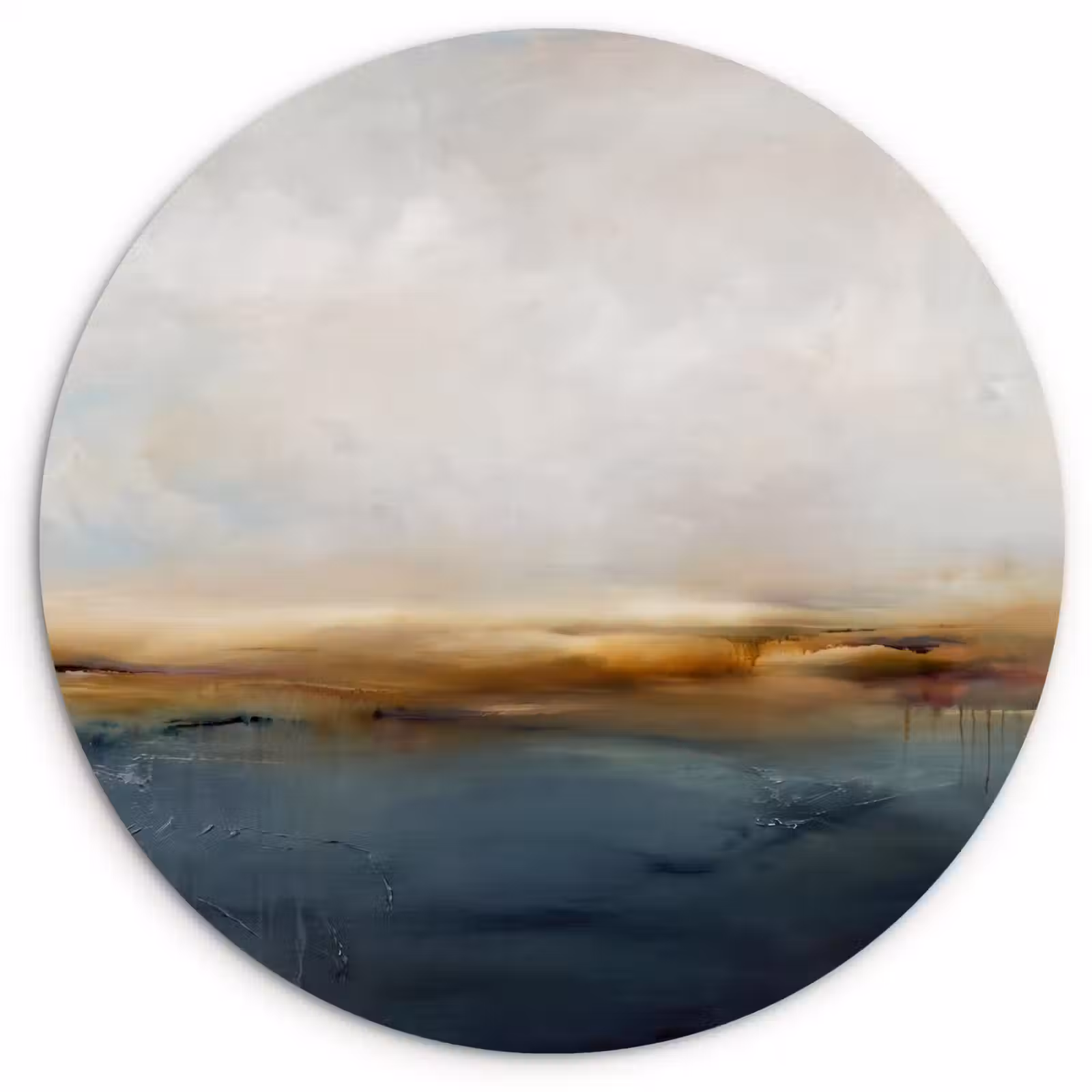 Glasbild Rund - Zusammenfassung – Horizont – Wasser – Modern – Beige - Abstract - Horizon - Water - Modern - Beige Wandcirkel plexiglas klein