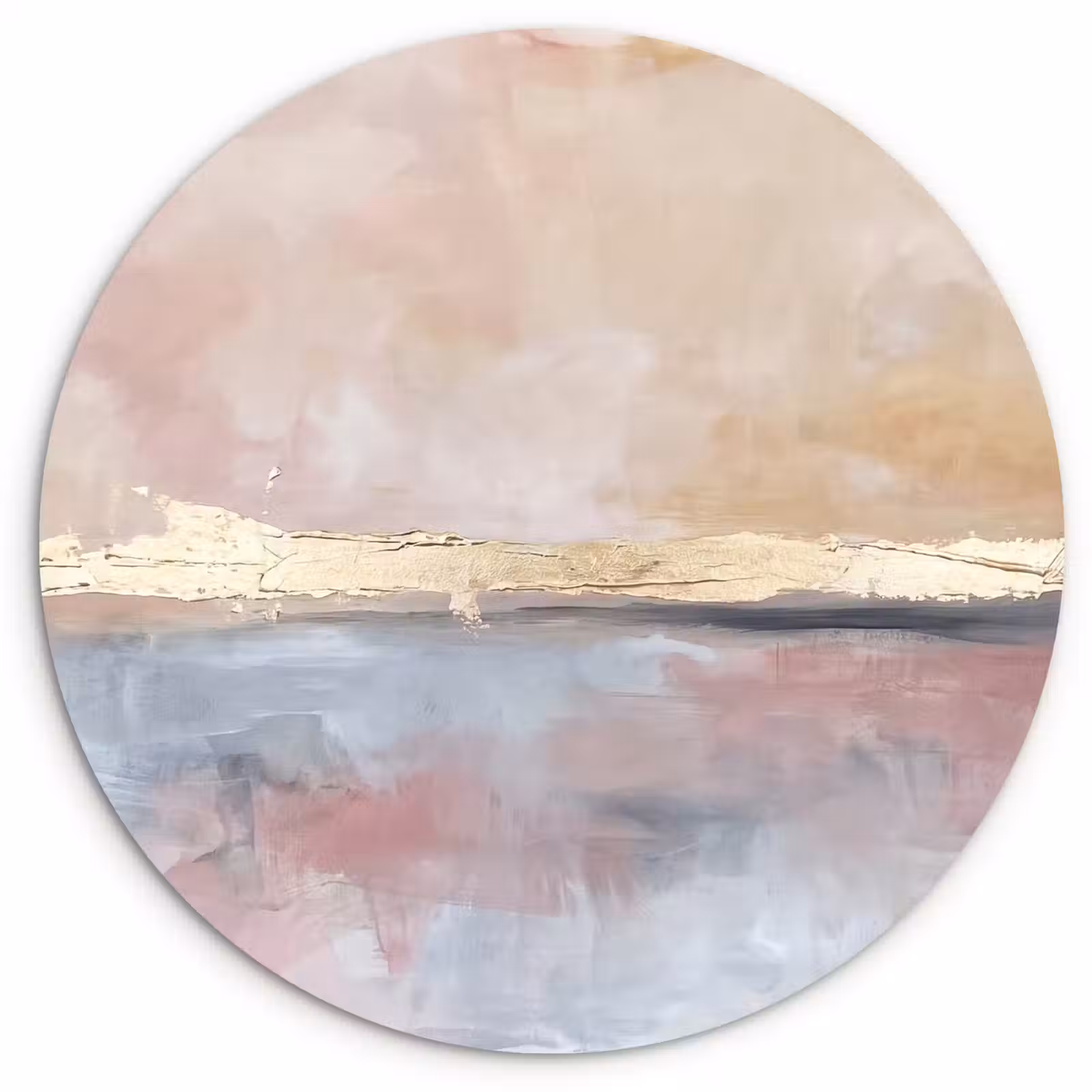 Glasbild Rund - Zusammenfassung – Horizontal – Kunst – Rosa – Gold - Abstract - Horizontaal - Kunst - Roze - Goud Wandcirkel plexiglas klein