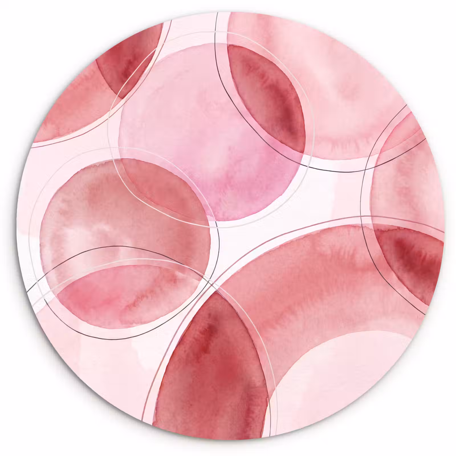 Glasbild Rund - Zusammenfassung – Kreise – Modern – Rosa – Kunst - Abstract - Cirkels - Modern - Roze - Kunst Wandcirkel plexiglas klein