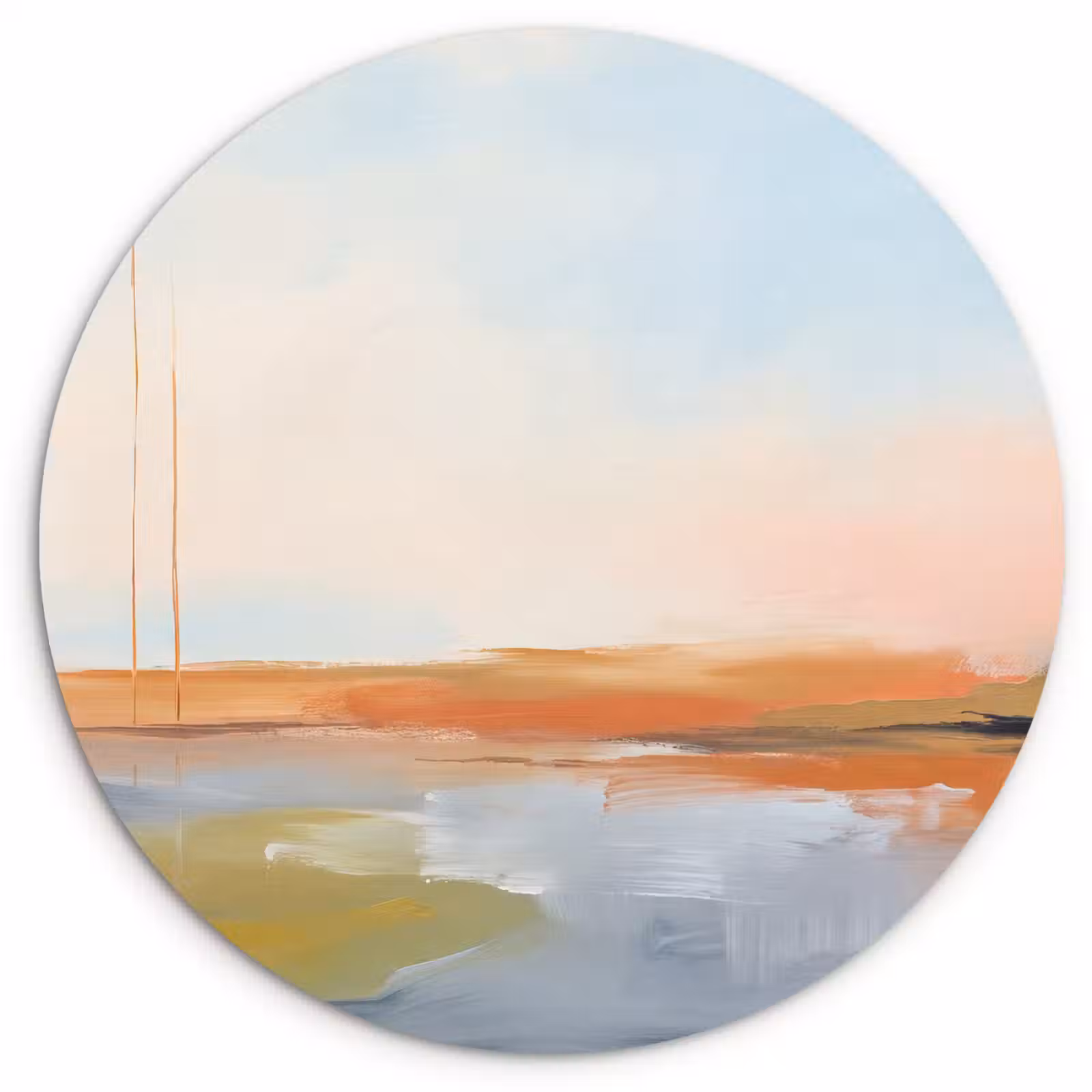 Glasbild Rund - Zusammenfassung – Landschaft – Horizont – Modern – Farbenfroh - Abstract - Landschap - Horizon - Modern - Kleurrijk Wandcirkel plexiglas klein