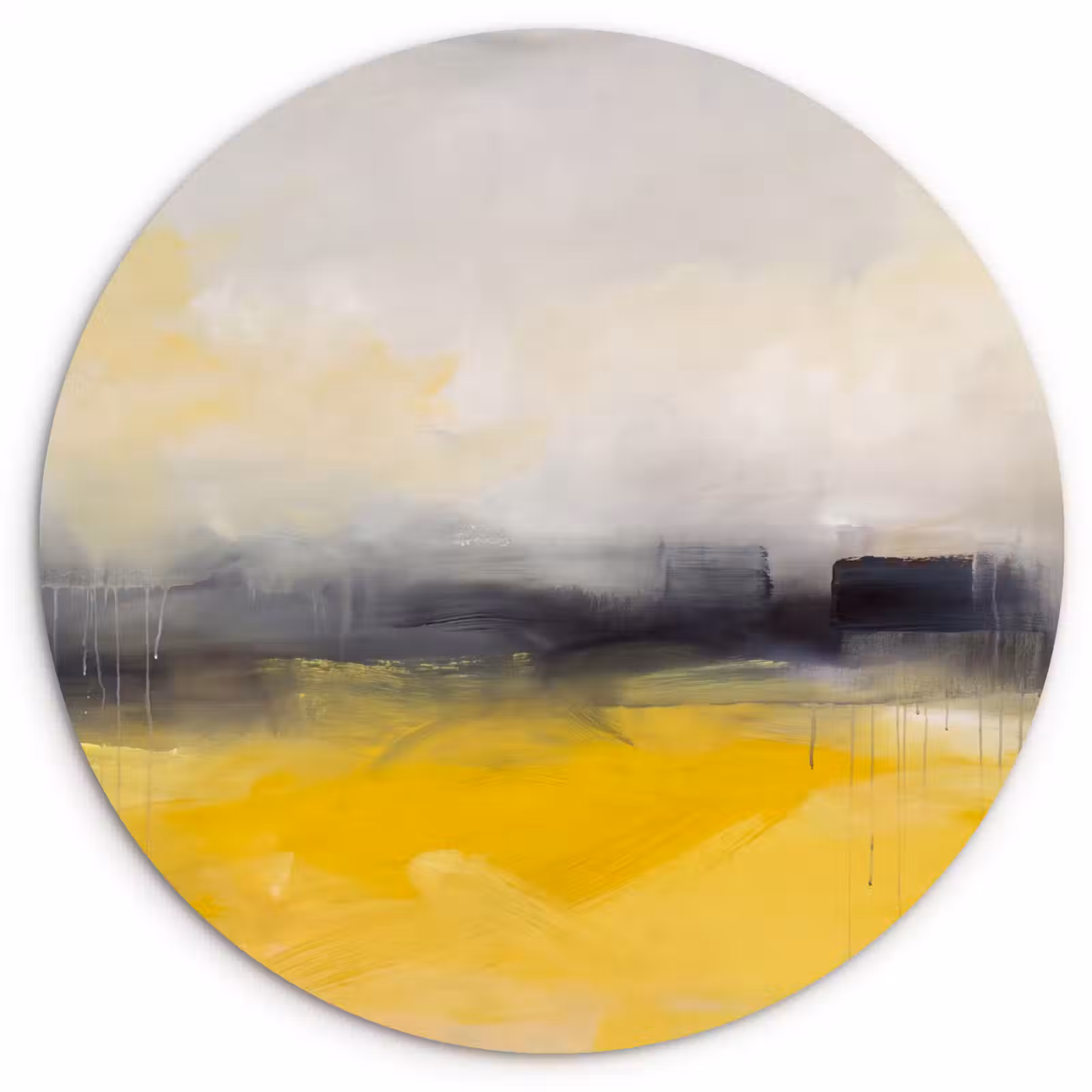 Glasbild Rund - Zusammenfassung – Landschaft – Modern – Gelb - Abstract - Landschap - Modern - Geel Wandcirkel plexiglas klein