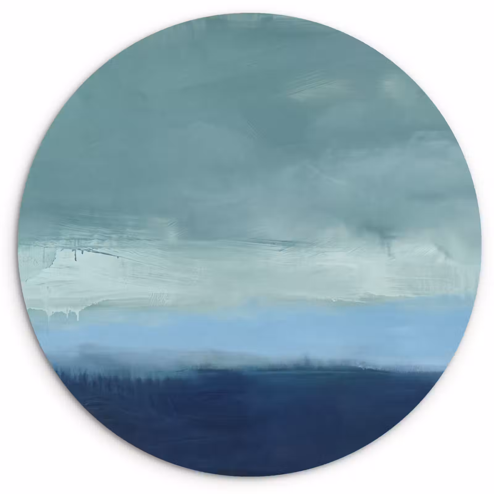 Glasbild Rund - Zusammenfassung – Schichten – Ruhe – Modern – Blau - Abstract - Lagen - Rust - Modern - Blauw Wandcirkel plexiglas klein