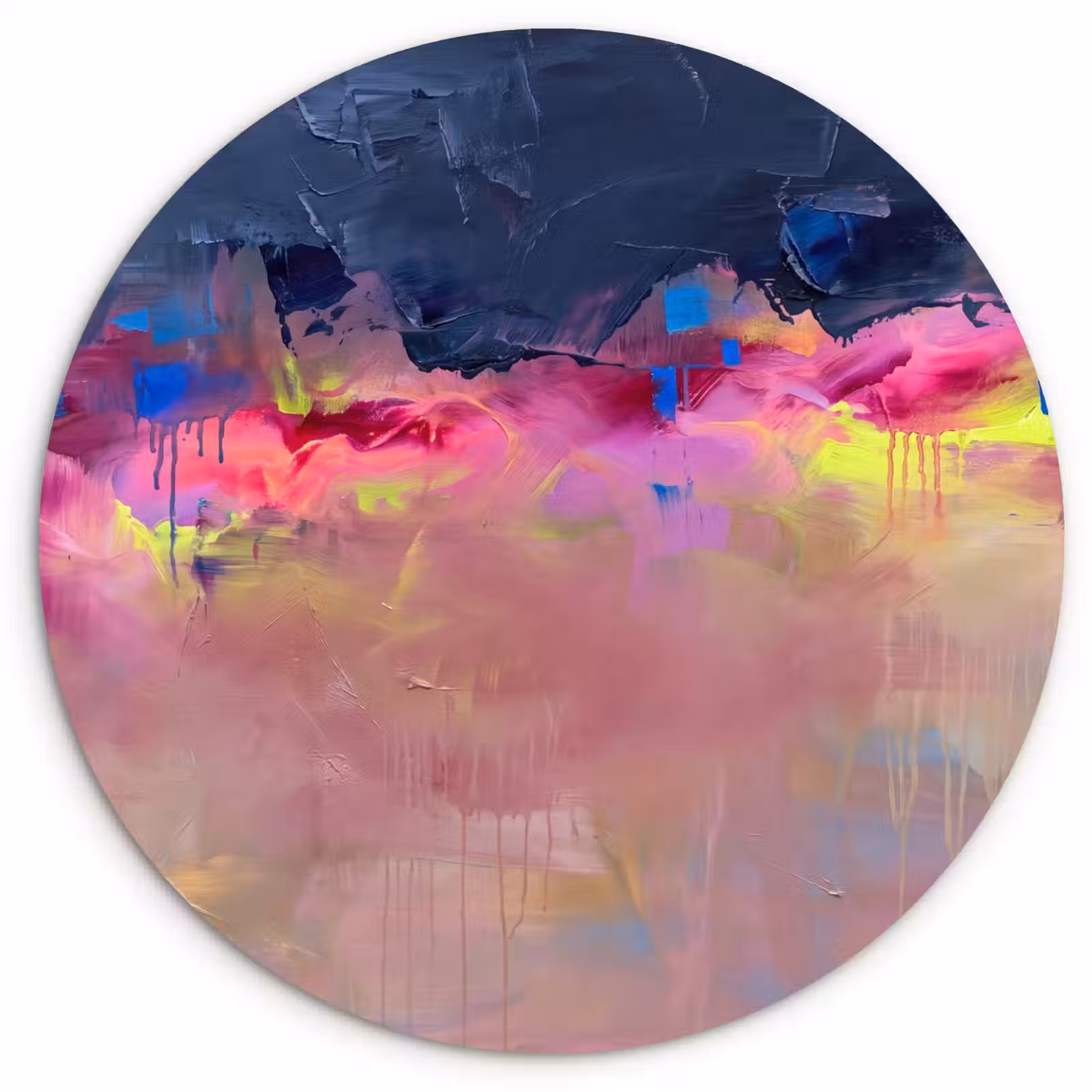 Glasbild Rund - Zusammenfassung – Textur – Farben – Modern – Rosa - Abstract - Textuur - Kleuren - Modern - Roze Wandcirkel plexiglas klein
