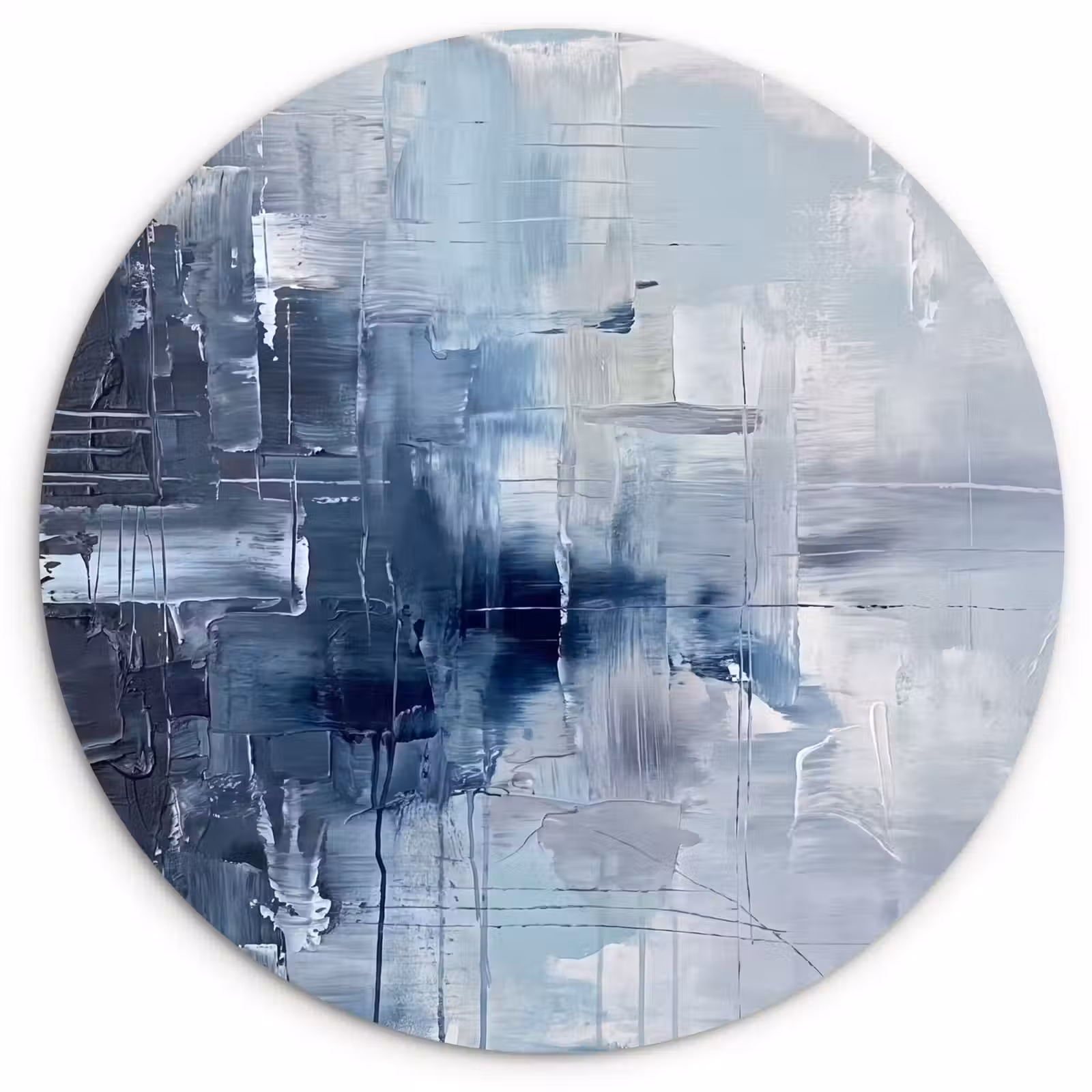 Glasbild Rund - Zusammenfassung – Textur – Kunst – Modern – Blau - Abstract - Textuur - Kunst - Modern - Blauw Wandcirkel plexiglas klein