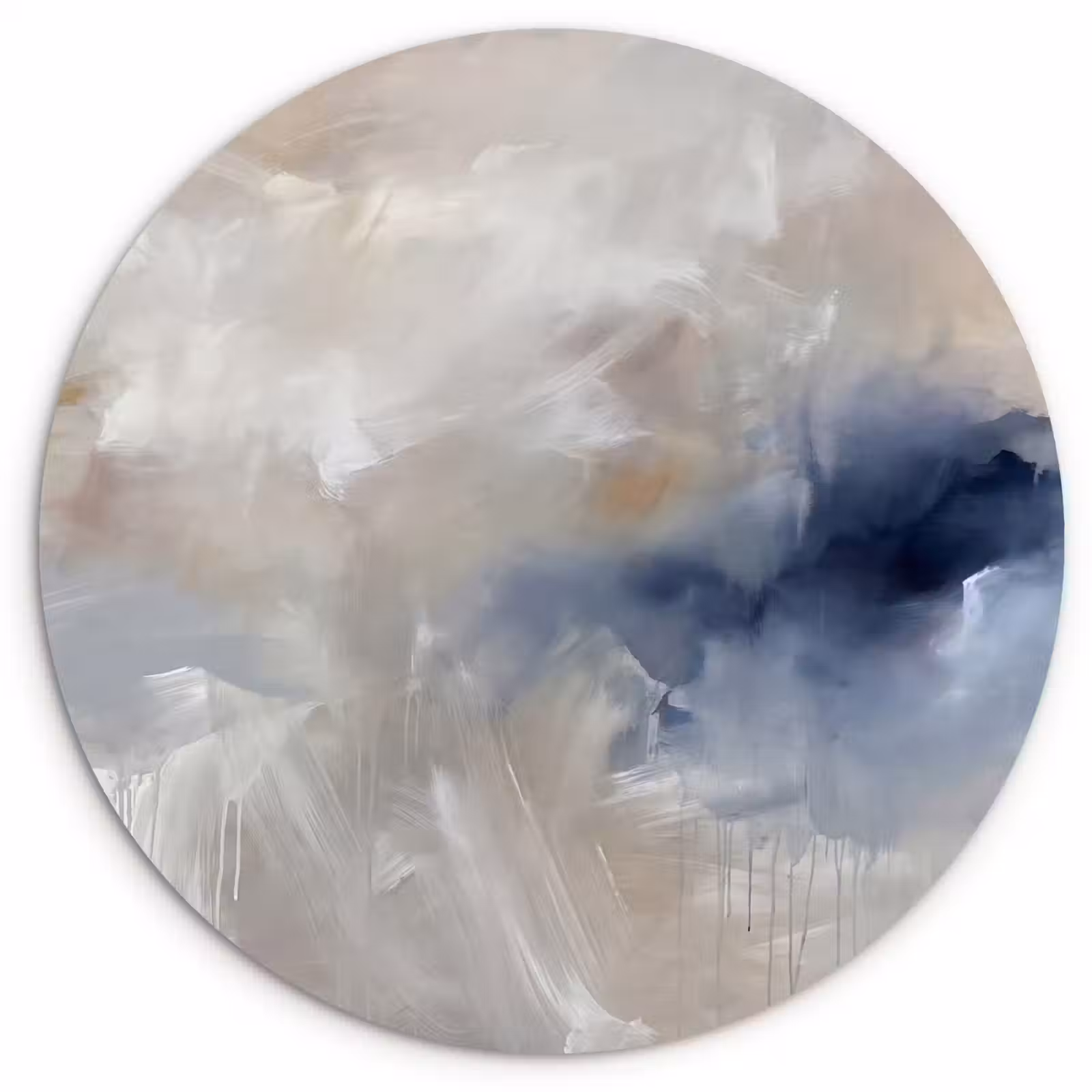 Glasbild Rund - Zusammenfassung – Wolken – Atmosphäre – Modern – Beige - Abstract - Wolken - Sfeer - Modern - Beige Wandcirkel plexiglas klein