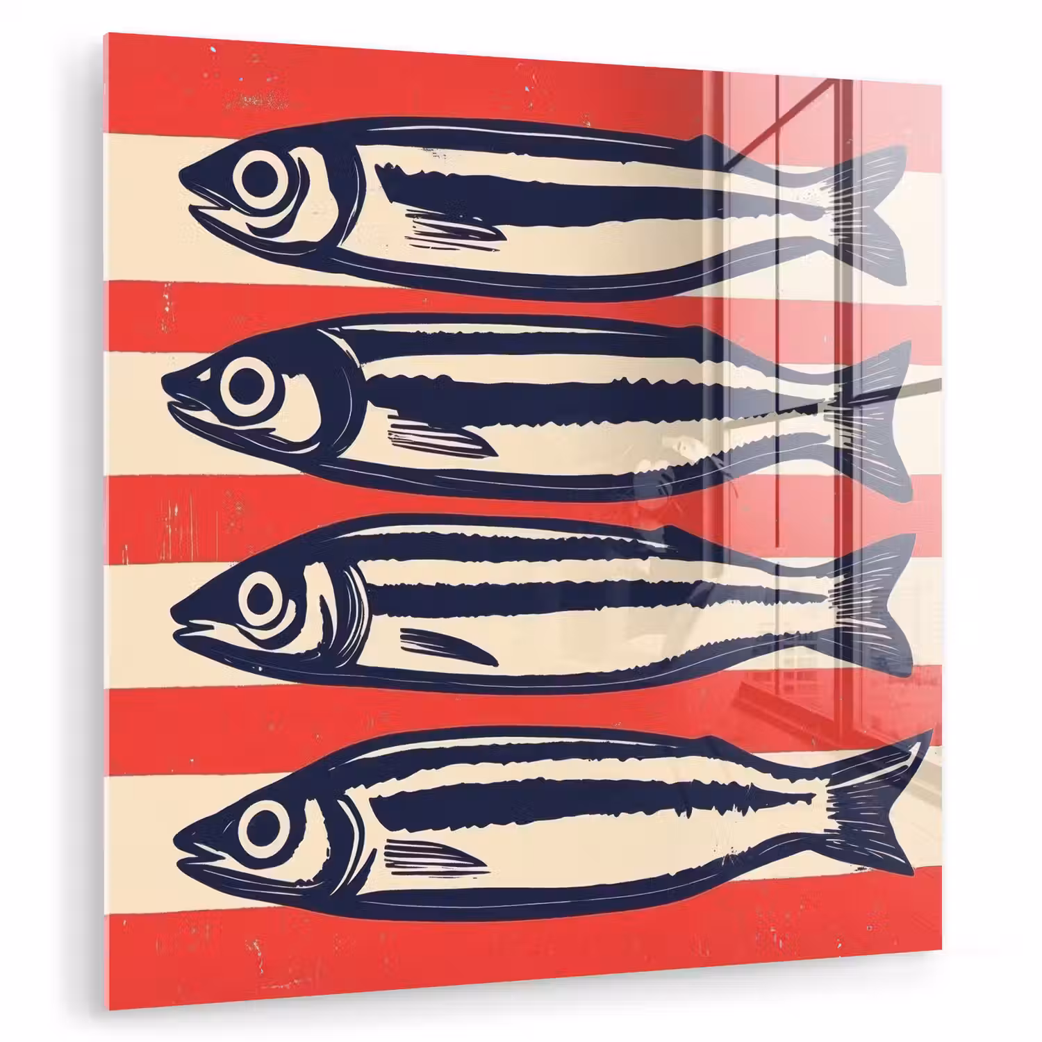 Sardines - Rood en beige strepen plexiglas 5mm klein -zzzproduct_nieuw