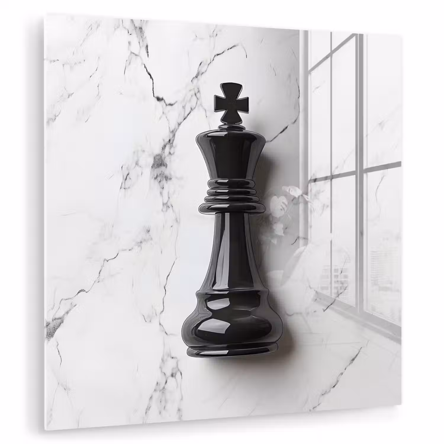 Schaakstuk - Koning - Zwart - Marmer plexiglas 5mm klein -zzzproduct_nieuw
