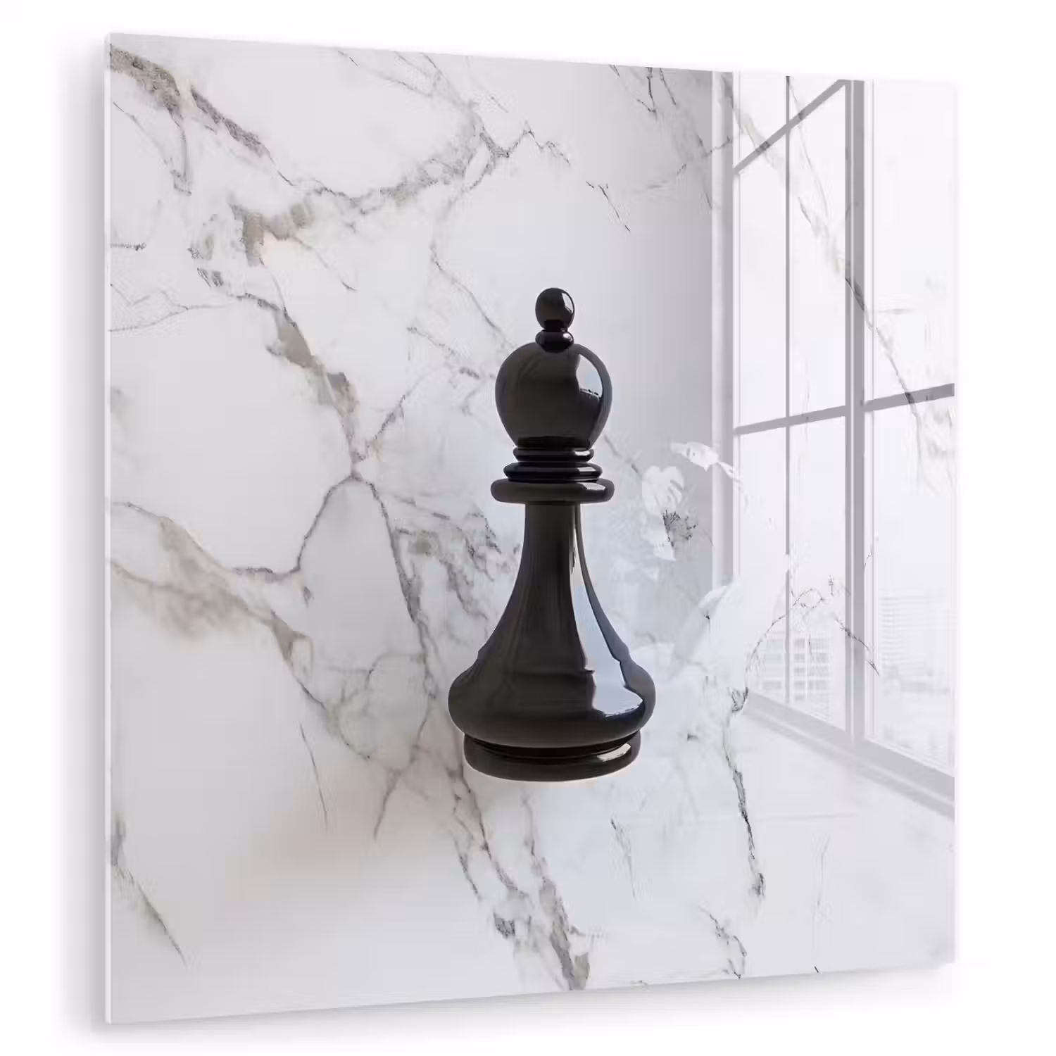 Schaakstuk - Loper - Zwart - Marmer plexiglas 5mm klein -zzzproduct_nieuw
