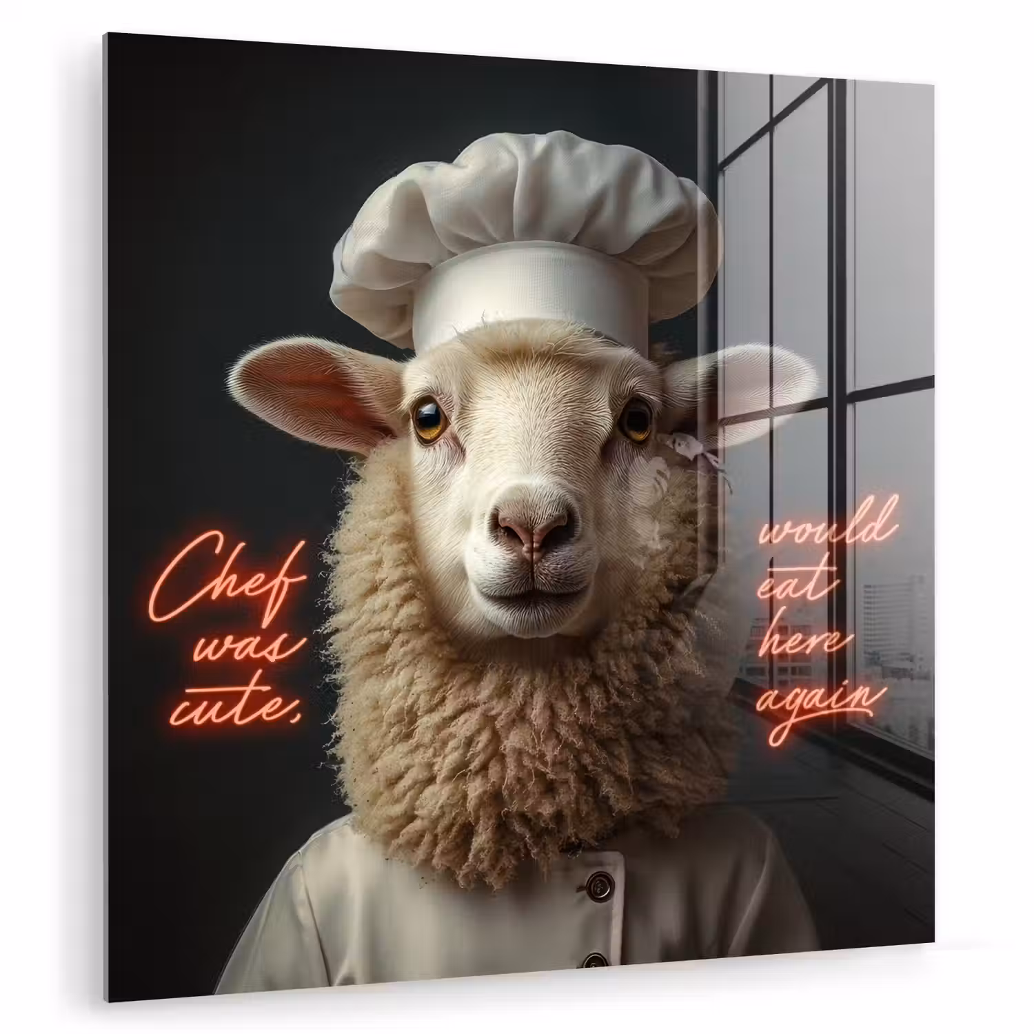 Schaap - Kokskleding - Neon - Quote plexiglas 5mm klein -zzzproduct_nieuw