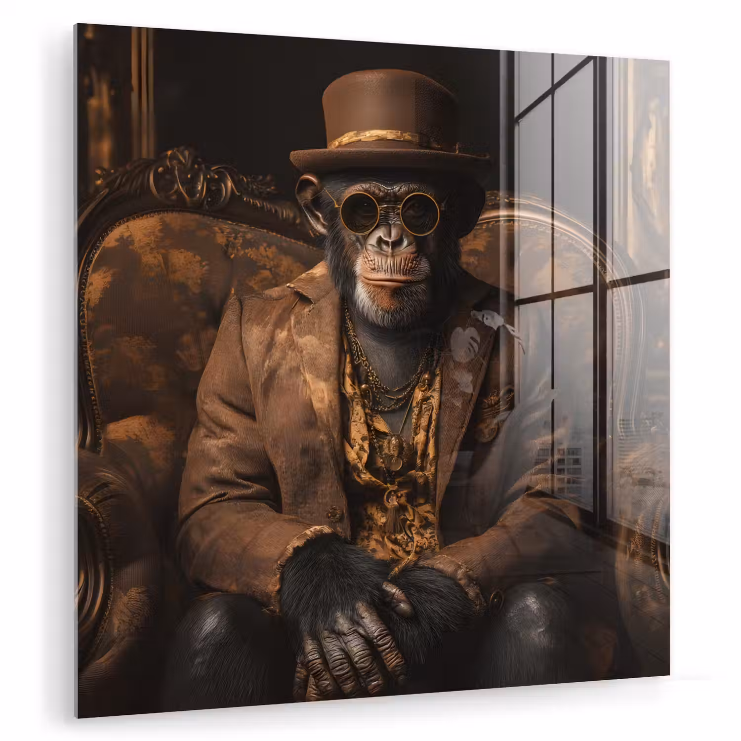Chimpansee - Stoel - Pak - Bruin plexiglas 5mm klein -zzzproduct_nieuw
