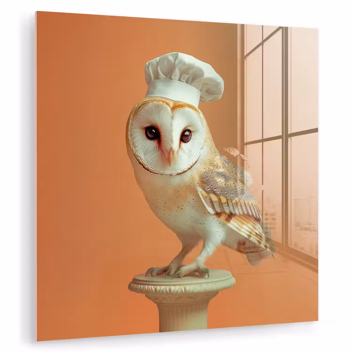 Kerkuil - Koksmuts - Oranje - Vogel plexiglas 5mm klein -zzzproduct_nieuw
