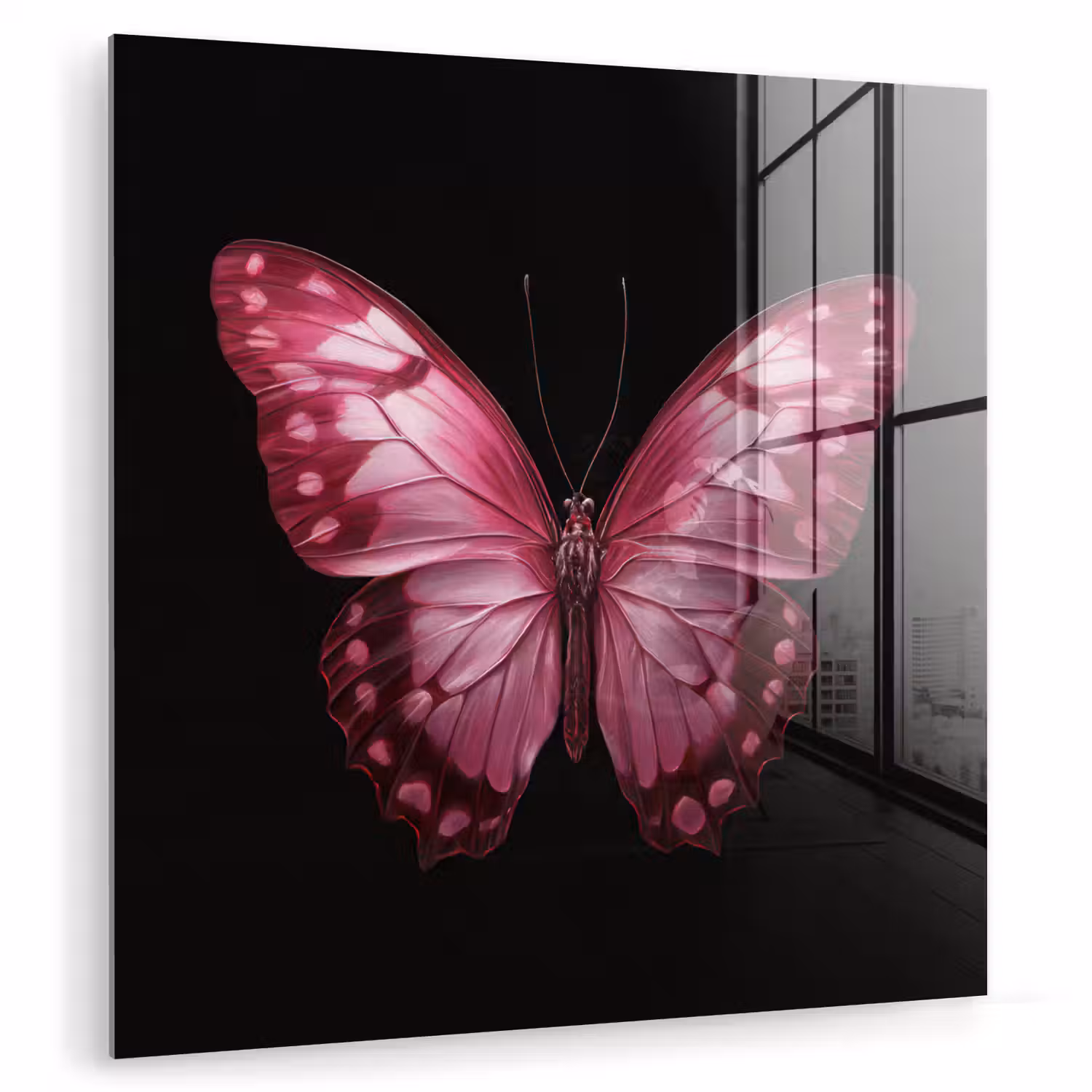 Vlinder - Fuchsia - Grafisch plexiglas 5mm klein -zzzproduct_nieuw