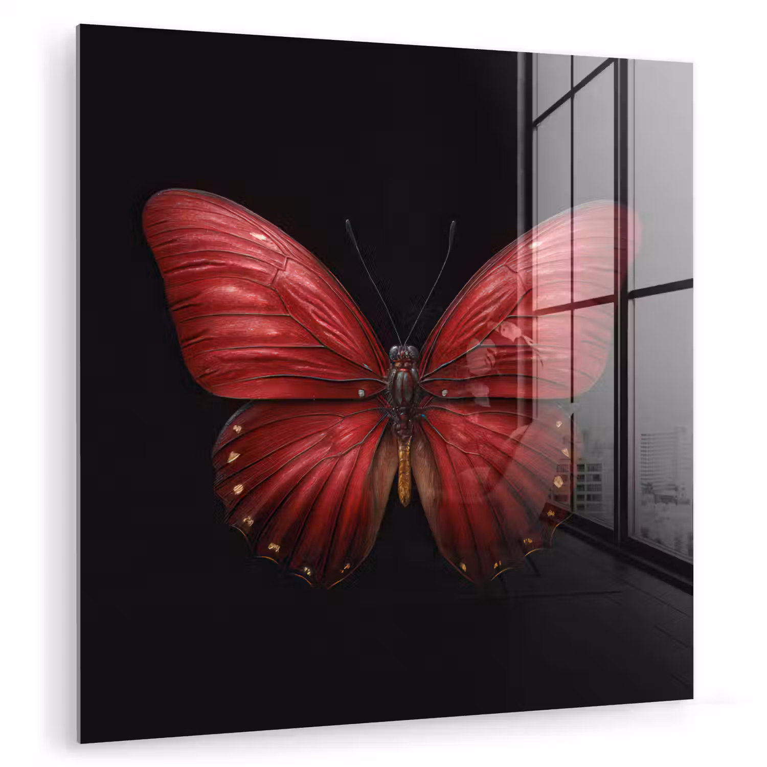 Vlinder - Rood - Minimalistisch plexiglas 5mm klein -zzzproduct_nieuw