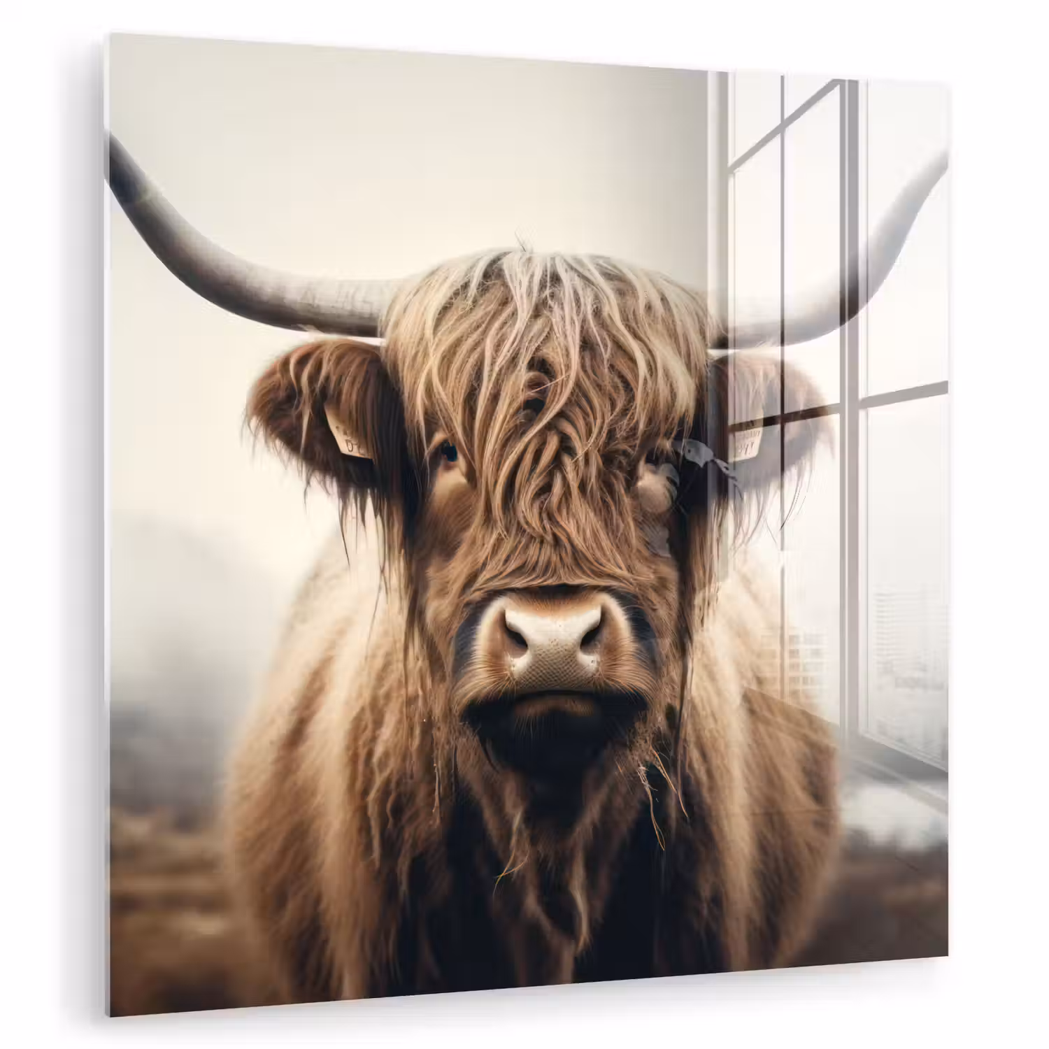 Schotse hooglander - Hoorns - Landschap plexiglas 5mm klein -zzzproduct_nieuw