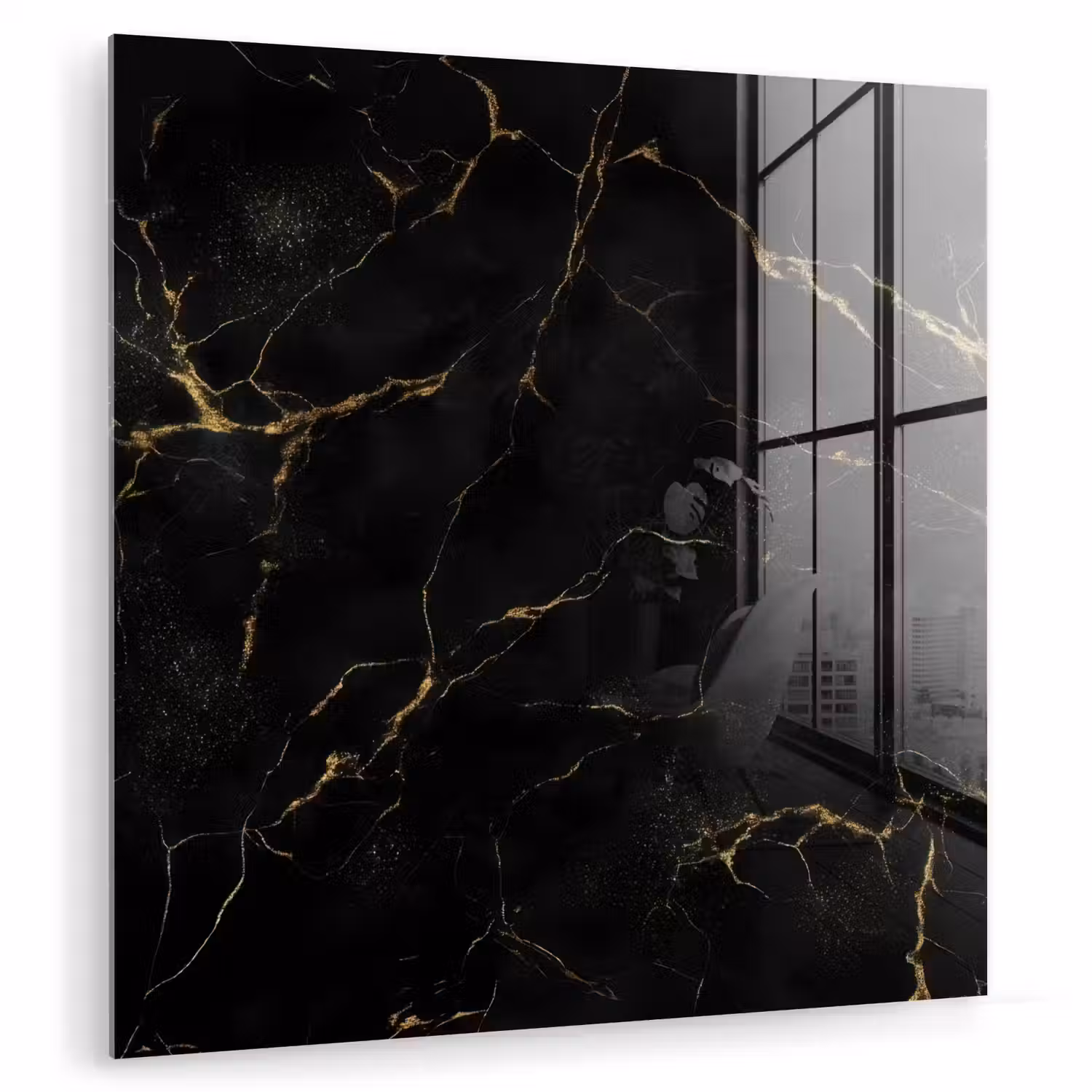 Zwart marmer - Gouden aders - Klassiek plexiglas 5mm klein -zzzproduct_nieuw