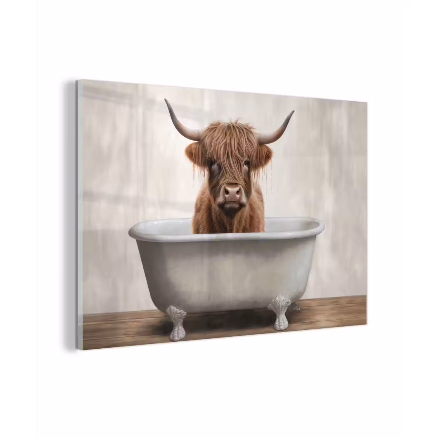 Schotse hooglander - Bad - Badkamer - Badkuip - Bruin - Horens plexiglas 5mm klein -zzzproduct_nieuw