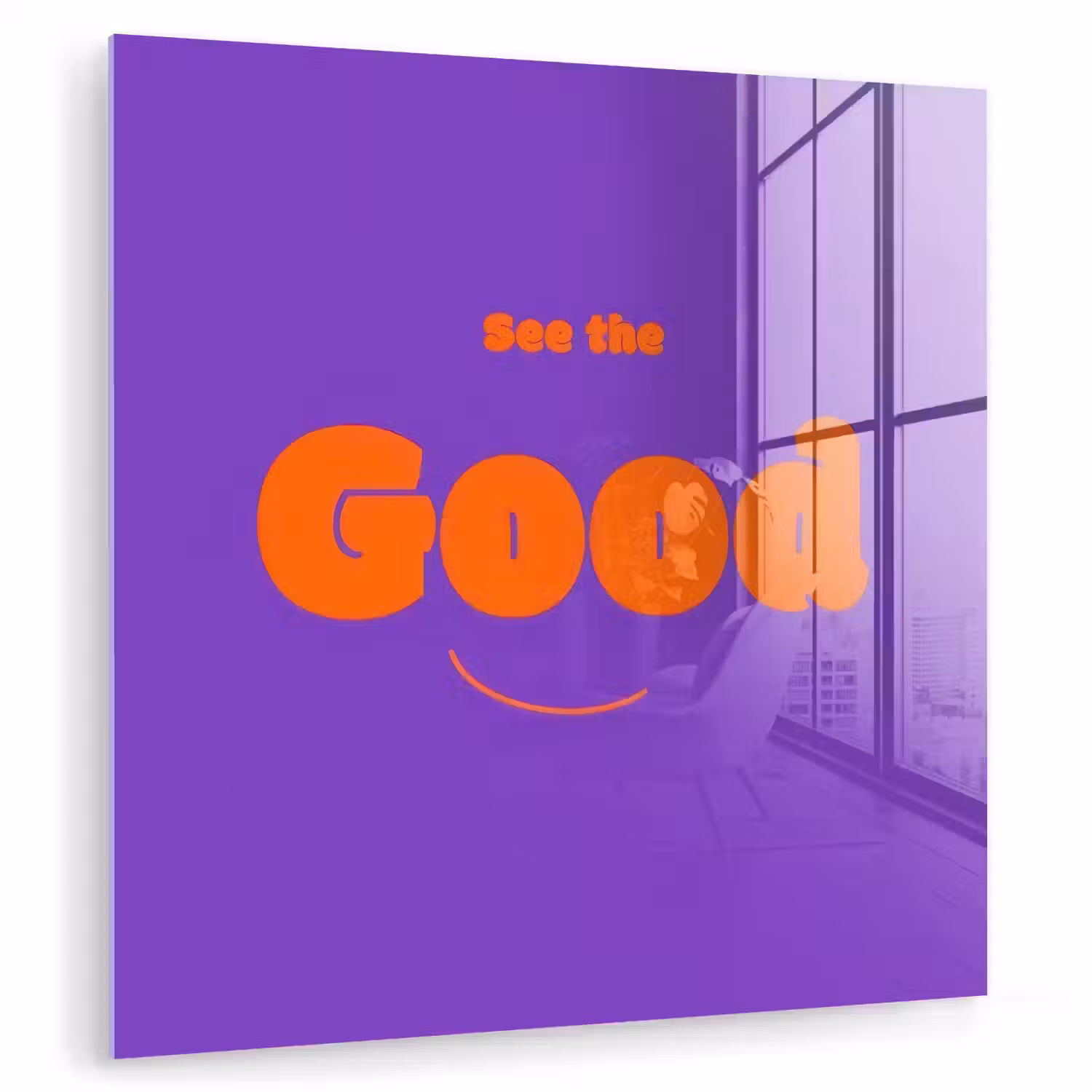 See the good - Oranje - Paars - Smiley plexiglas 5mm klein -zzzproduct_nieuw