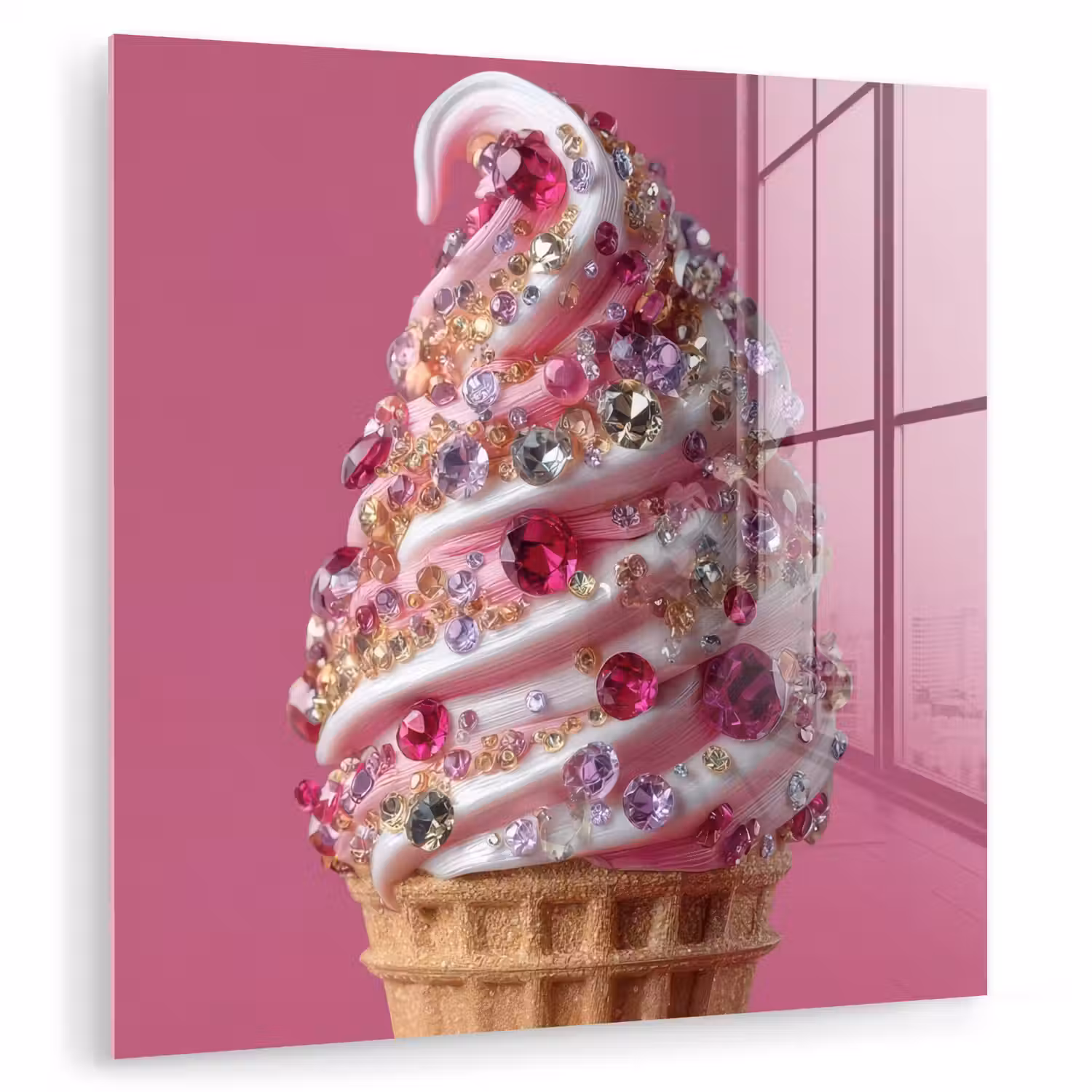 Softijs - Edelstenen - Roze - Hoorntje plexiglas 5mm klein -zzzproduct_nieuw