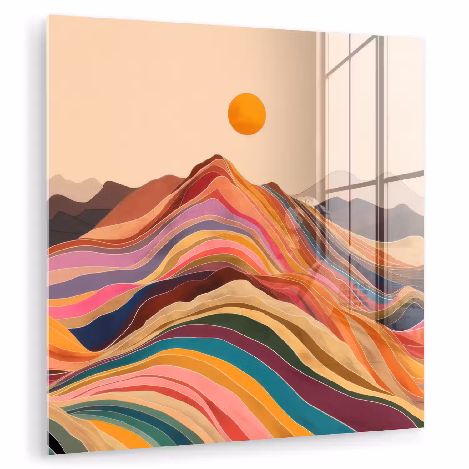 Zon - Kleurrijk landschap - Bergen plexiglas 5mm klein -zzzproduct_nieuw