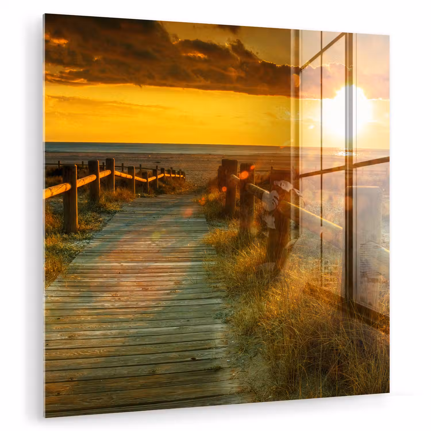 Zon - Strand - Duin - Horizon - Gras - Pad - Oranje plexiglas 5mm klein -zzzproduct_nieuw