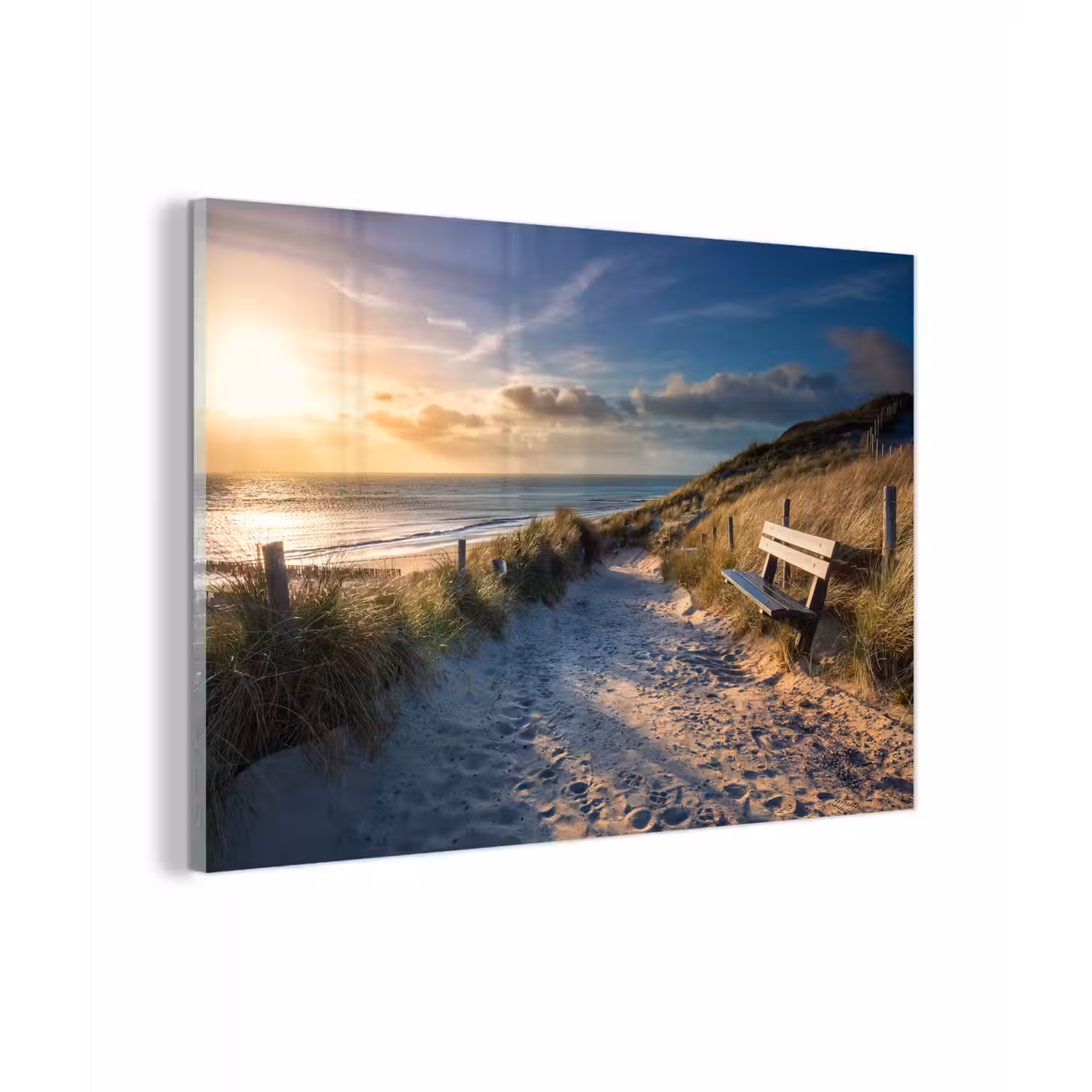 Zonsondergang - Strand - Duin - Gras - Bank plexiglas 5mm klein -zzzproduct_nieuw