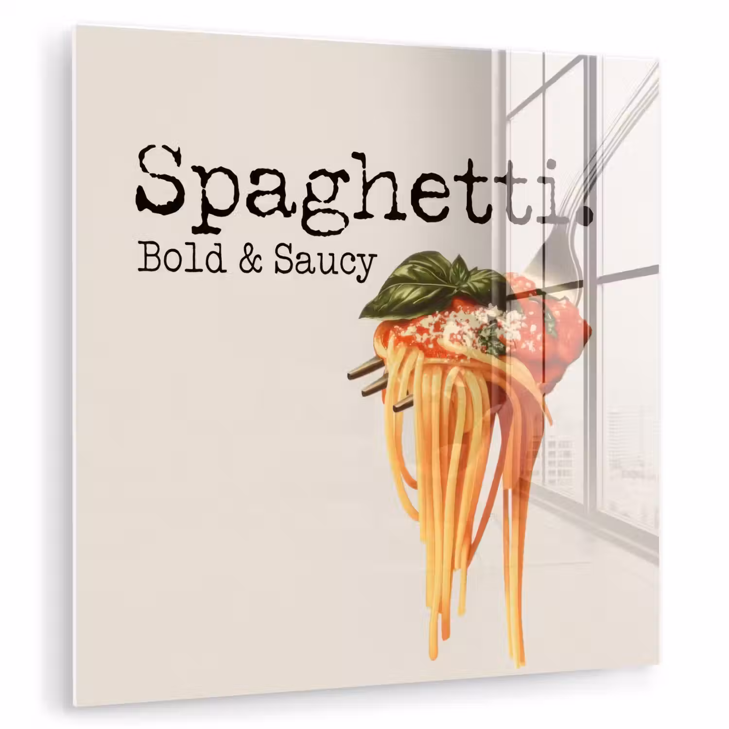 Spaghetti - tomatensaus - Parmezaanse kaas plexiglas 5mm klein -zzzproduct_nieuw