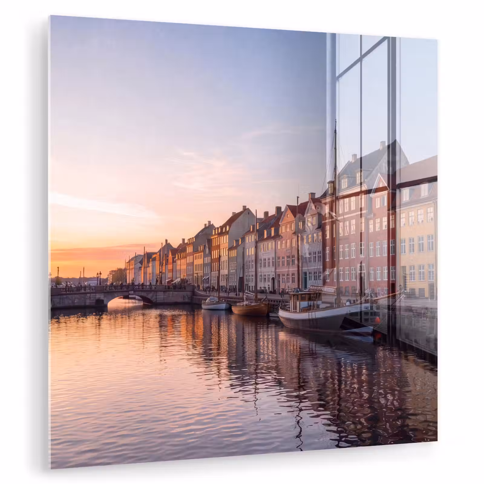Glasbild - Stadt – Kanal – Sonnenuntergang – Klassisch – Farbenfroh - Stad - Gracht - Zonsondergang - Klassiek - Kleurrijk plexiglas 5mm klein