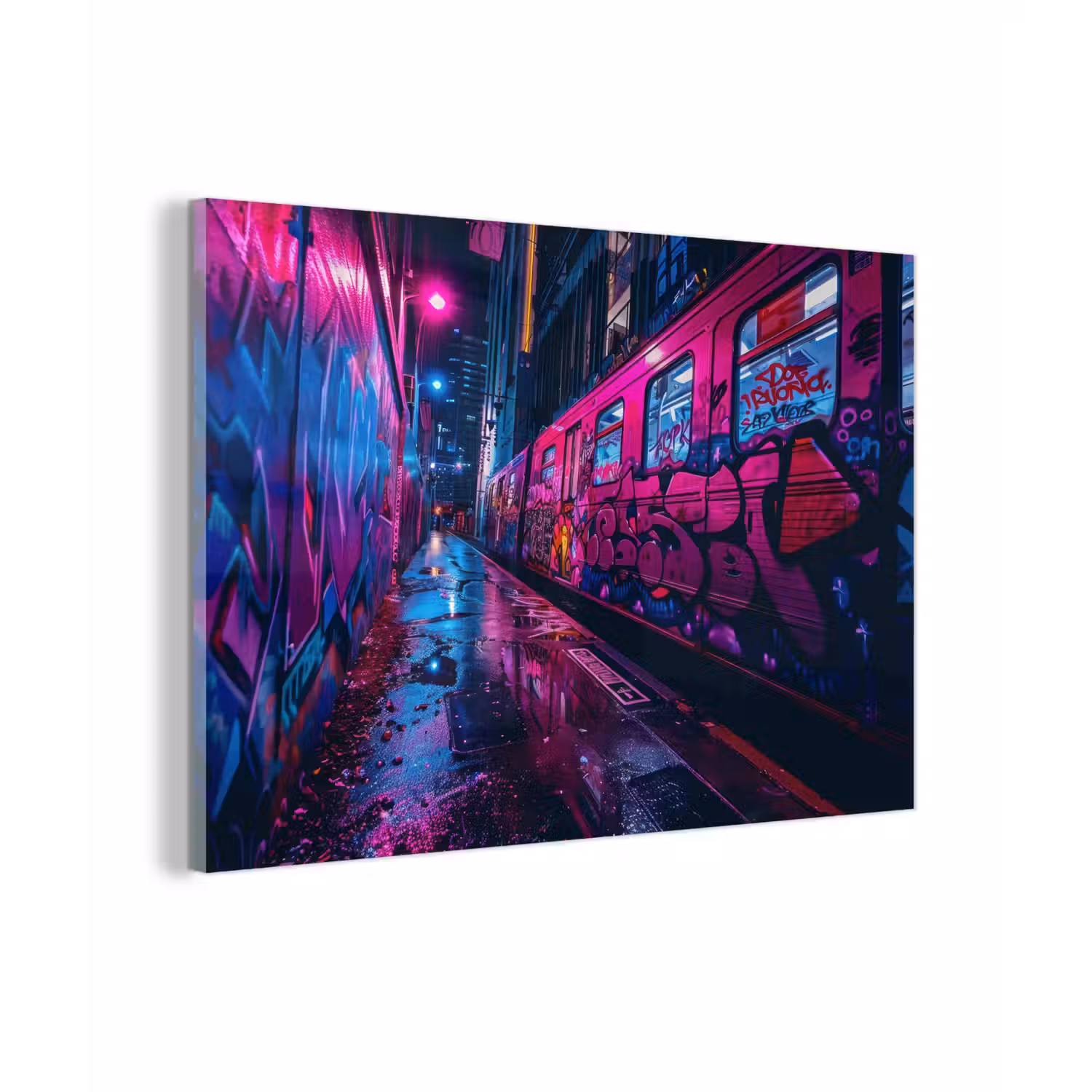 Stad - Neon - Nacht - Roze - Graffiti plexiglas 5mm klein -zzzproduct_nieuw